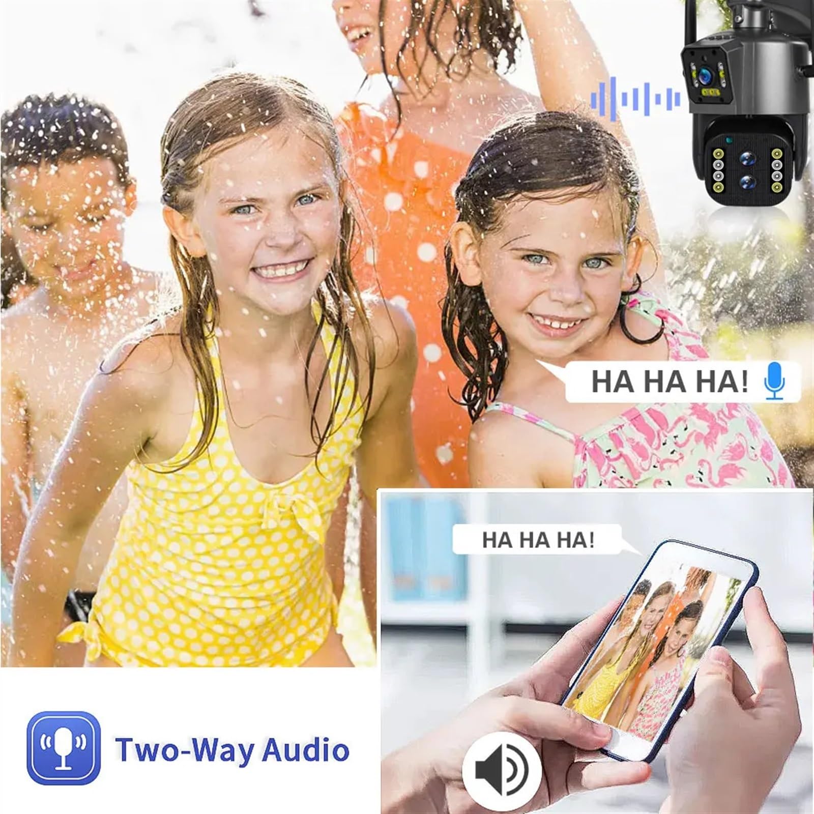 Caméra de sécurité, Caméra extérieure IP 6K 12mp, Trois objectifs, Zoom 10X, PTZ, Suivi Automatique, Protection de sécurité, Surveillance étanche(12MP Add 64G Card)
