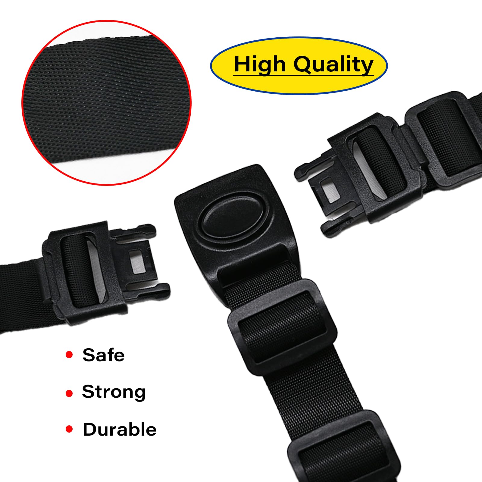 3-Point Harness Straps Belt for Child High Chair,Universal Adjustable Harness Strap Replacement for High Chair/Pushchair/Stroller(Black) - 4