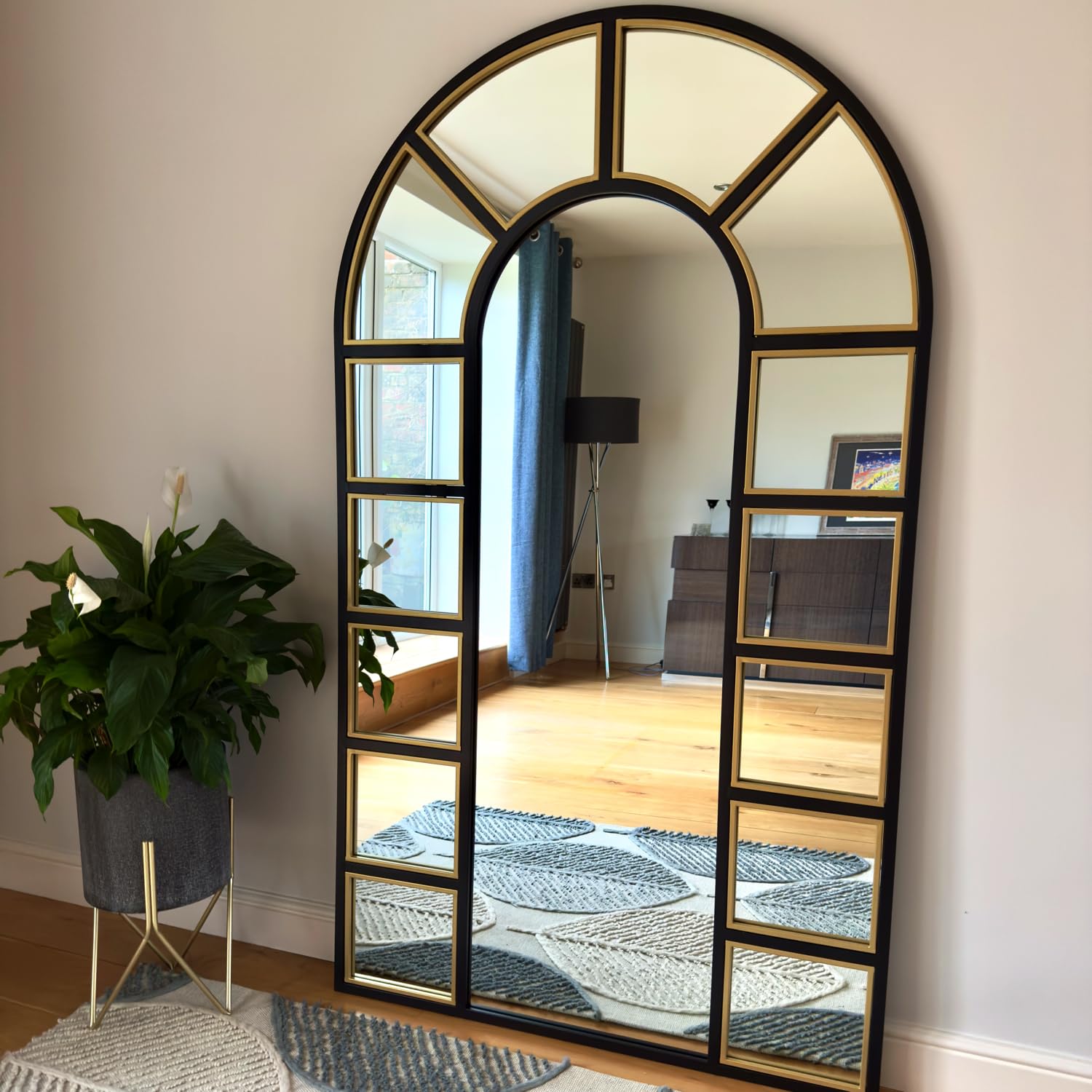 Jobu | Metal Arched Mirror (Mio - Black & Gold, 180cm x 105cm)
