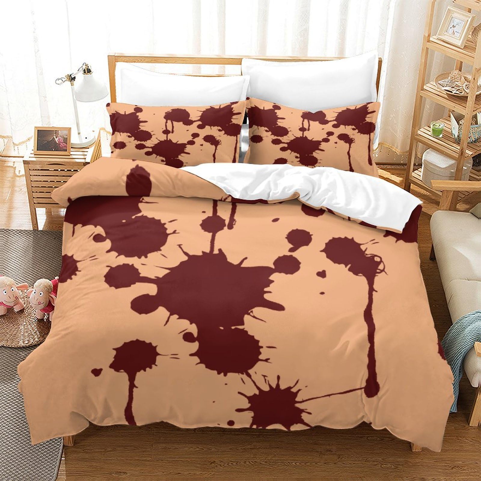 P1S9U7W5Y Contemporary Artistic 3D Printed Graffiti Duvet Cover Set 3pcs Microfiber Splash Ink Bedding Set King（220x240cm）