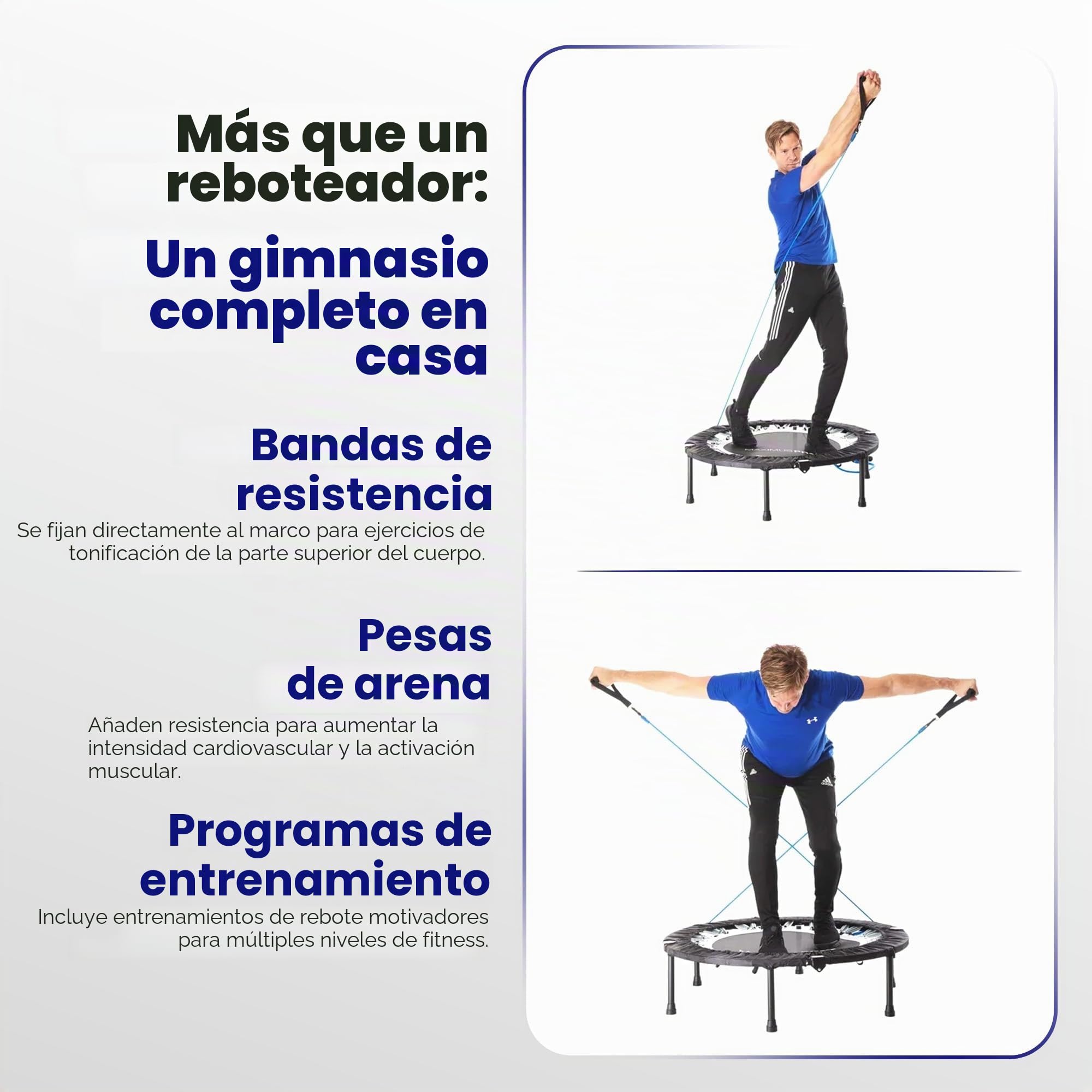 Maximus Pro Rebounder - Trampolin Fitness Plegable. Mini Cama Elástica. Trampolines Fitness para Adultos Peso máximo 140 kg