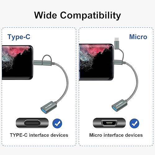 Miniatura 3 de Adaptador USB CMicro a USB 2 en 1, USB C a USB 3.0, cable adaptador USB a Android OTG compatible con MacBook Pro, Android, Google, Samsung y más,