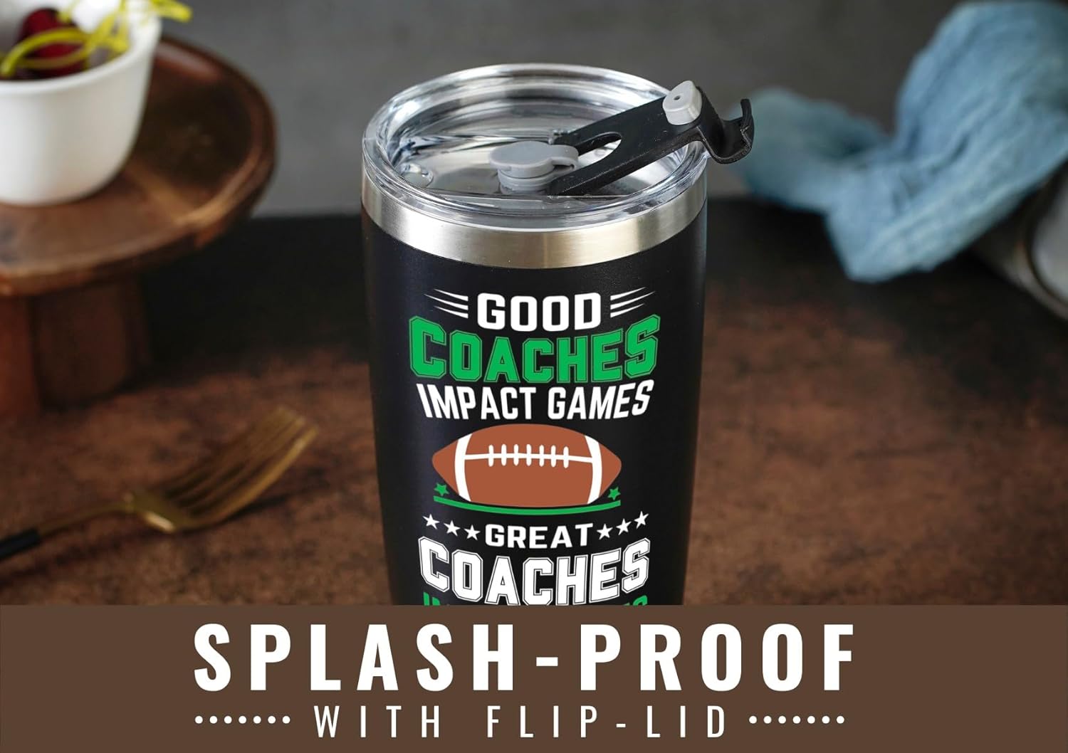 Onebttl Football Coach Gifts, Funny Gift Idea for Appreciation, Christmas, Birthday, 20oz Stainless Steel Insulated Travel Mug - Impact - Image 4