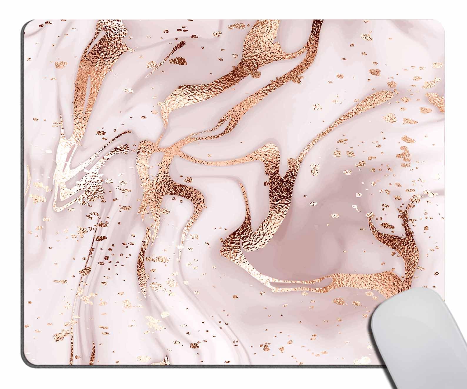 Mouse Pad Custom Design,Rose Gold Marble Anti-Slip Rubber Mousepad for Gaming Office Laptop Computer PC Men Women, Cute Custom Pattern 9.5"x7.9"x0.12" Inch