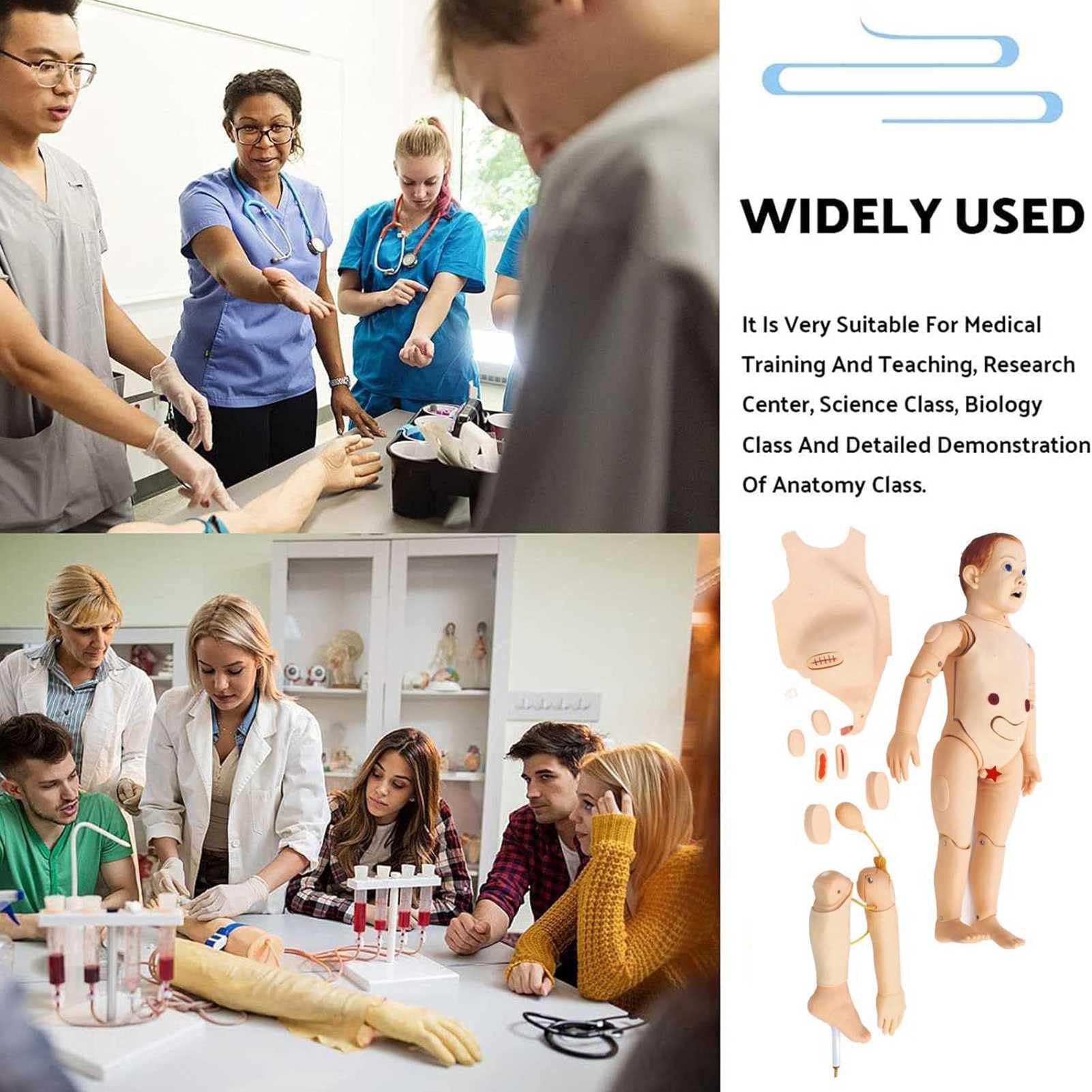 Mannequin de Formation en Soins Infirmiers pour Enfants, Mannequin de Soins Infirmiers Grandeur Nature pour Soins aux Patients, modèle d'enseignement en PVC, Mannequin de démonstration, Formation mé