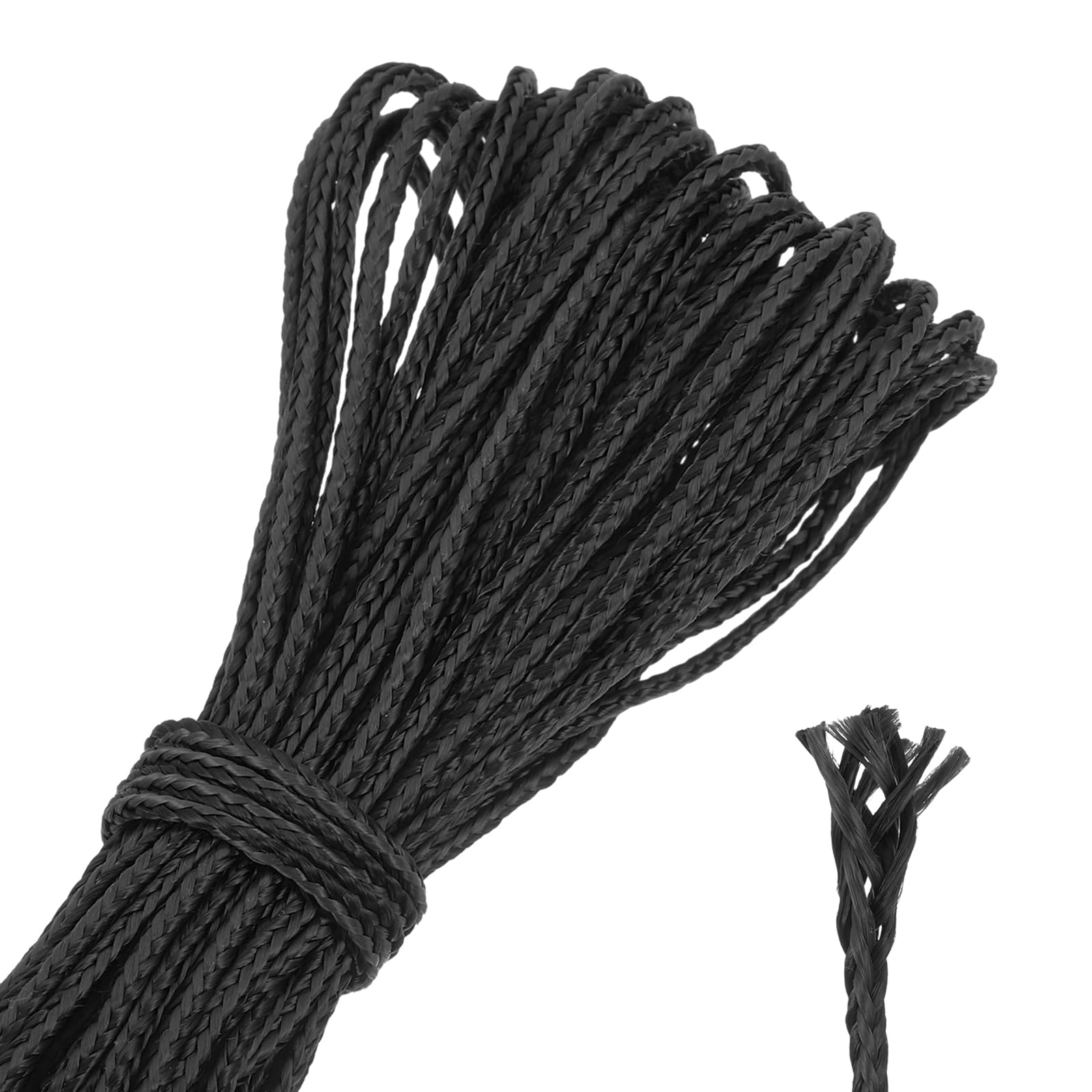 sourcing map 30Ft Braided Fishing Line, 300lb 1.5mm Diameter Multipurpose Utility Paracord Line Wind Chime String Kite Line for Camping, Hot Air Balloon, Outdoor Survival, Black