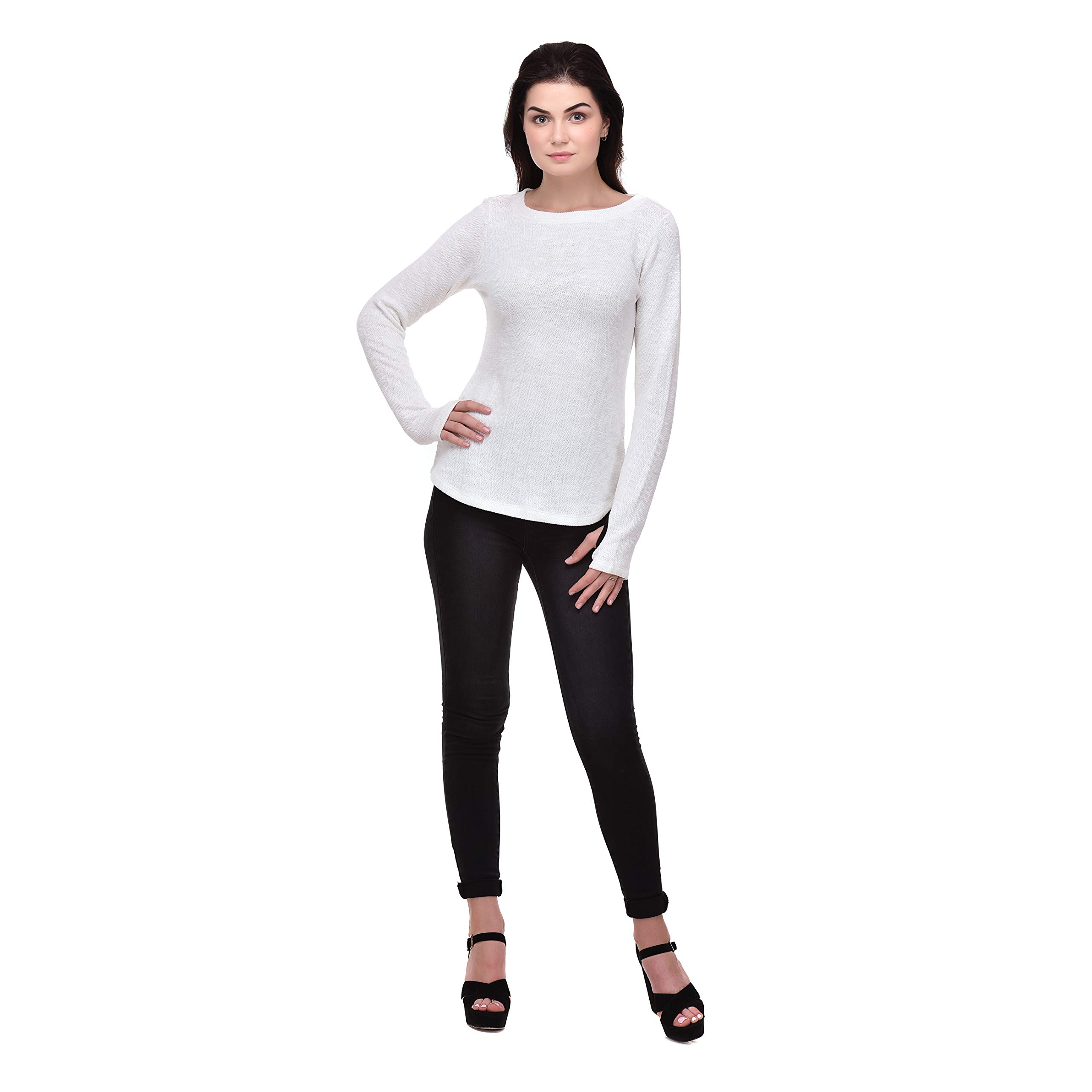 Women's White Full Sleeve Cotton Top_XXL