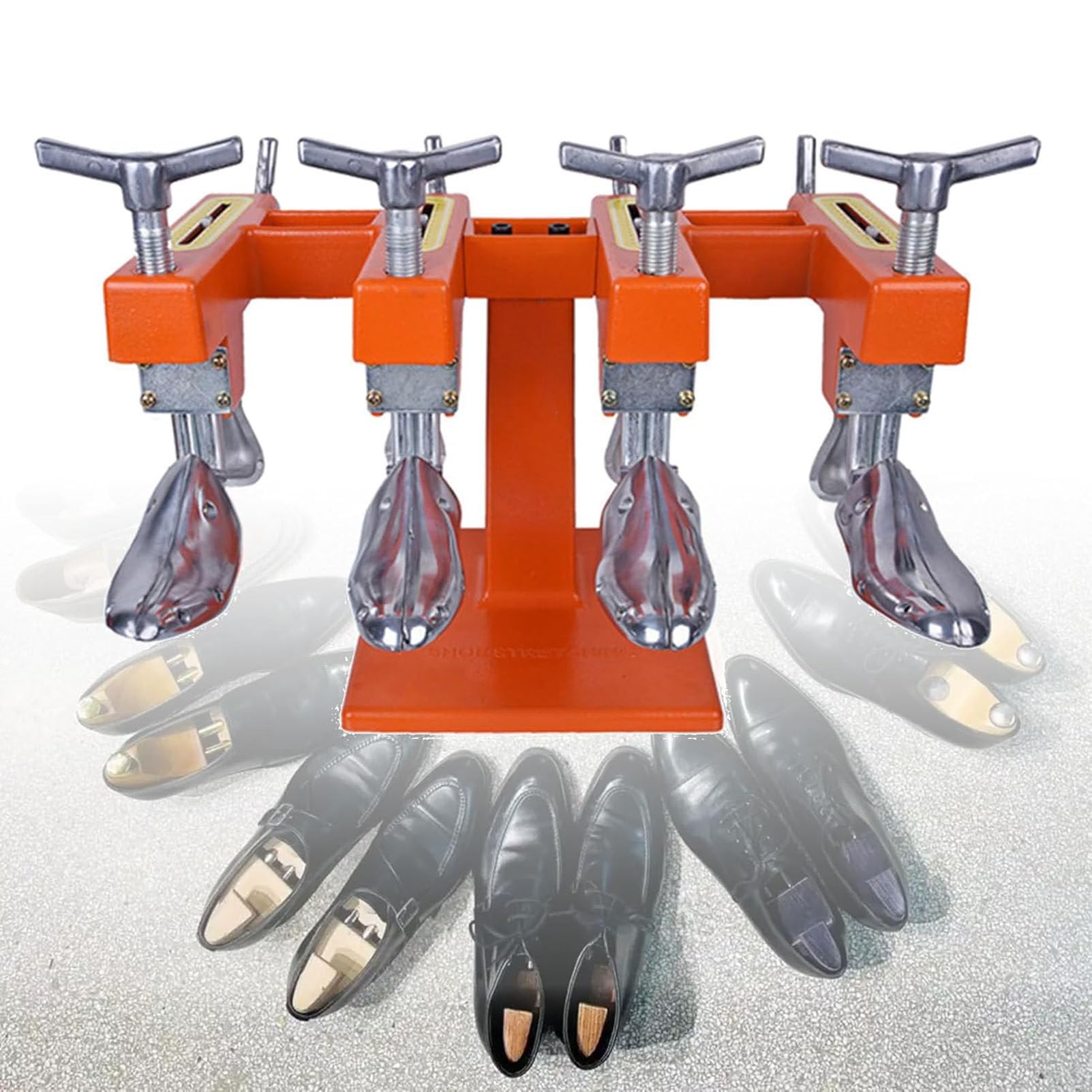 Máquina estiradora de Zapatos de Doble Cabezal de sobremesa de aleación de Aluminio para reparación de Calzado. Longitud y Anchura Ajustables para talleres de reparación de Calzado 4Heads