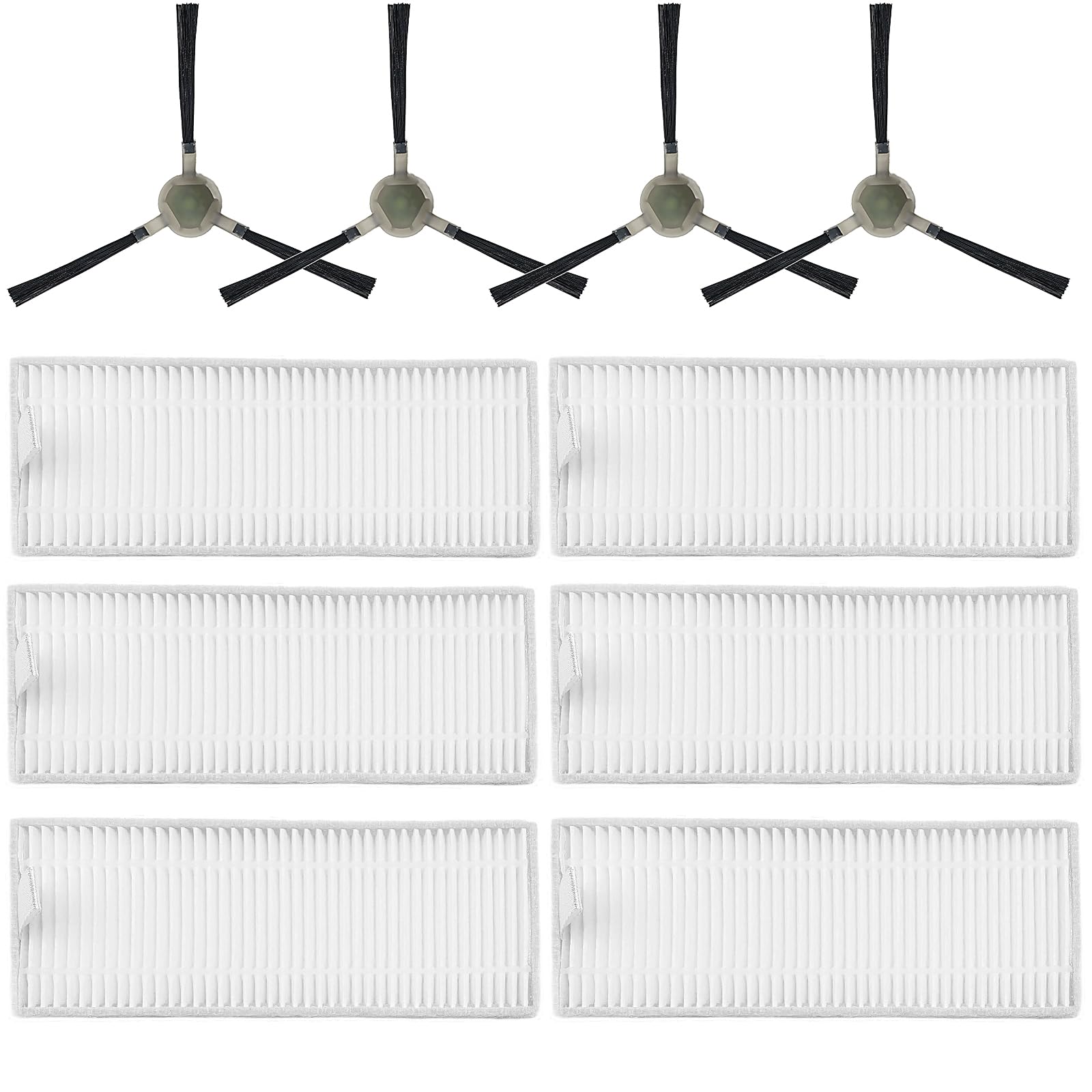 Accesorios para Repuesto para Lefant M210 M210S M210B M210P M213 M213S, para OKP Life K2 K3 K3A K4 K5 de aspiradora, 6 Filtros HEPA, 4 Cepillos Laterales