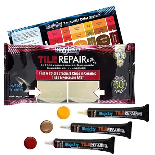 Miniatura 10 de MagicEzy Tile RepairEzy Relleno de reparación de esmalte de porcelana, repara astillas y agujeros en azulejos rápidamente, azulejos de pisos, Negro