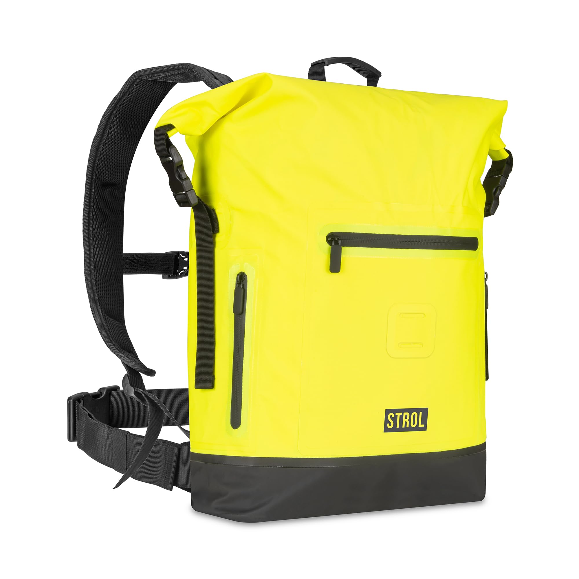 STROL54L High-Visibility Waterproof Dry Bag with External Splashproof Pockets, 16” Laptop Compartment, and Multi-Use Light Hook