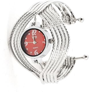 Qtqgoitem Burgundy Dial Multi Round Bangle Bracelet Cuff Quartz Watch for Women (Model: 1a8 90e 3ba 90c 694)