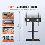 VEVOR TV Stand Mount, Swivel Tall TV Stand for 32 to 65 inch TVs, Height Adjustable Portable Floor TV Stand with Tempered Glass Base for Bedroom, Living Room