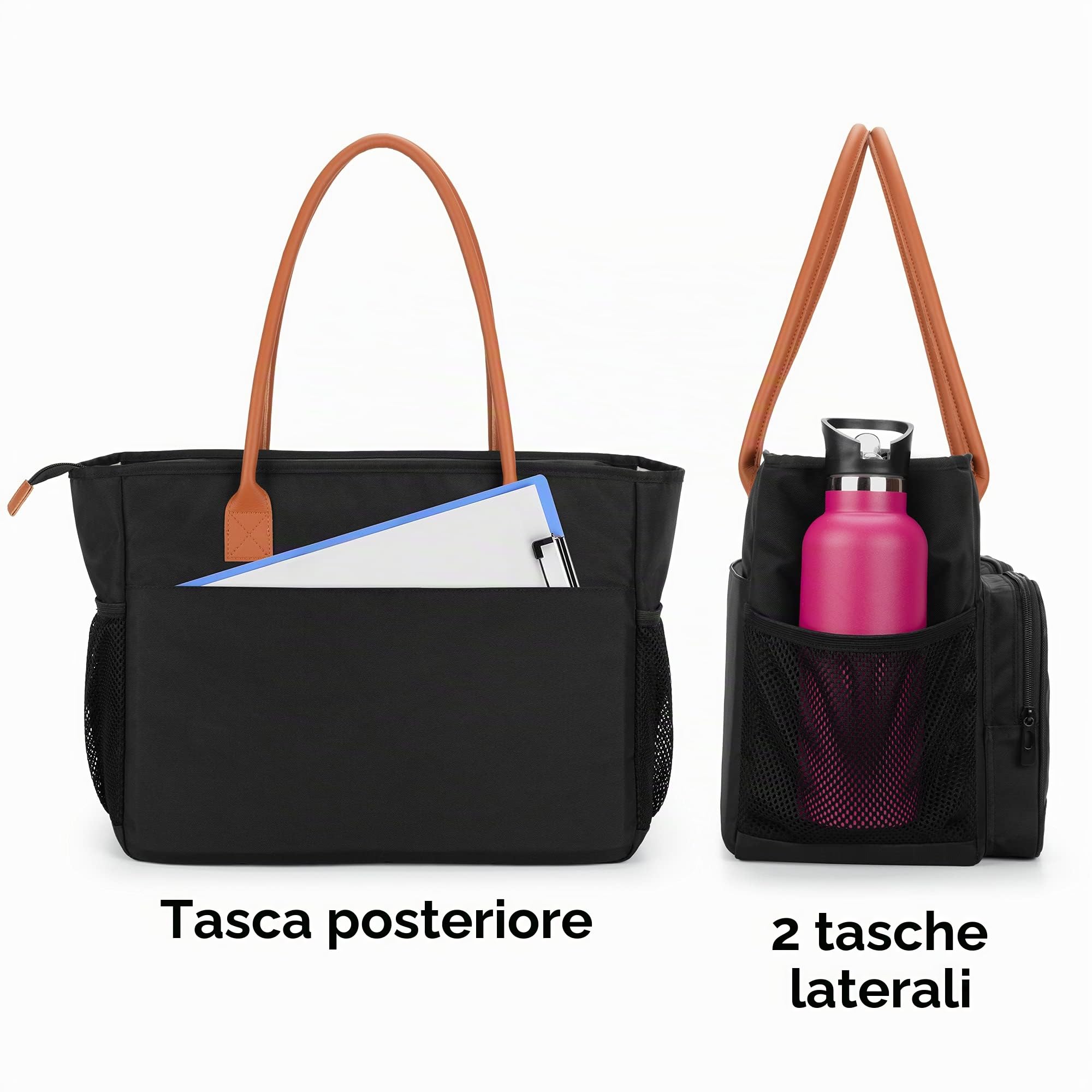 CURMIO Borsa da infermiera, borsa medica portatile con tracolla e custodia imbottita per computer portatile, per lavoro infermieristico, visite a casa, servizio sanitario, nero (solo borsa)