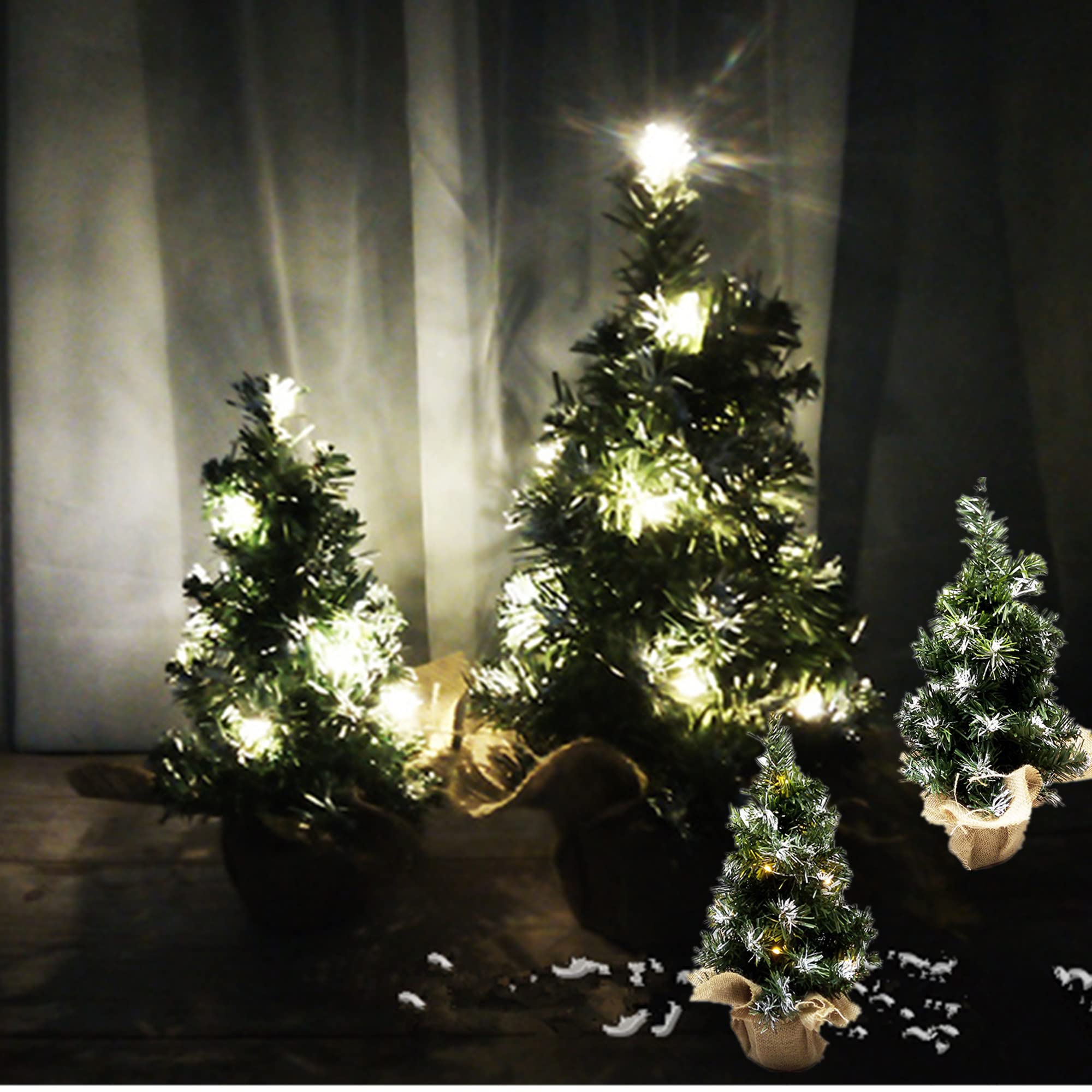 Amazon.co.jp: 人工のミニクリスマスツリー LEDライト10個付き 11.8