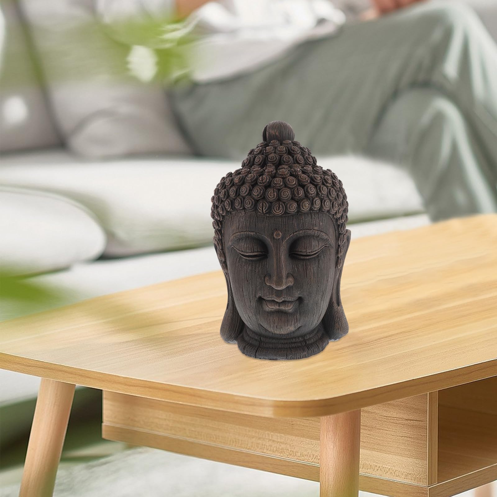 PRETYZOOM Estatua de Buda Meditando de Resina Estilo Tailandés para Jardín Interior Asiático y Oficina
