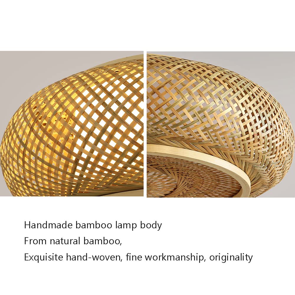 Lanterna Vintage in bambù Intrecciato, Cestino in Rattan, Lampada a Sospensione, lampadario Regolabile in Altezza, tavolino, Sala da tè, Ristorante, 60 cm