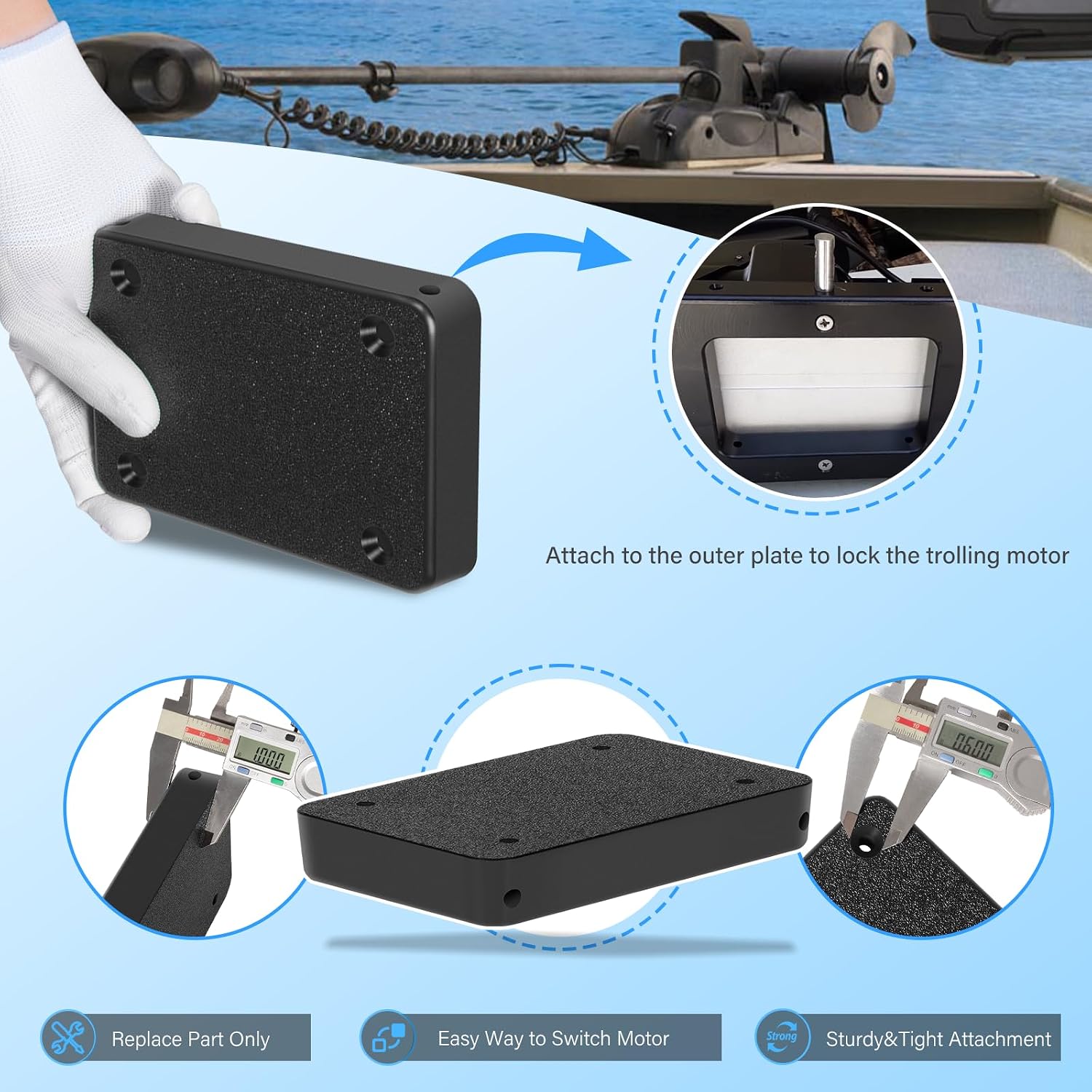 2371966 Inner Plate for Minn Kota MKA-21 Quick Release Bracket, Freshwater, Black, PD/AP