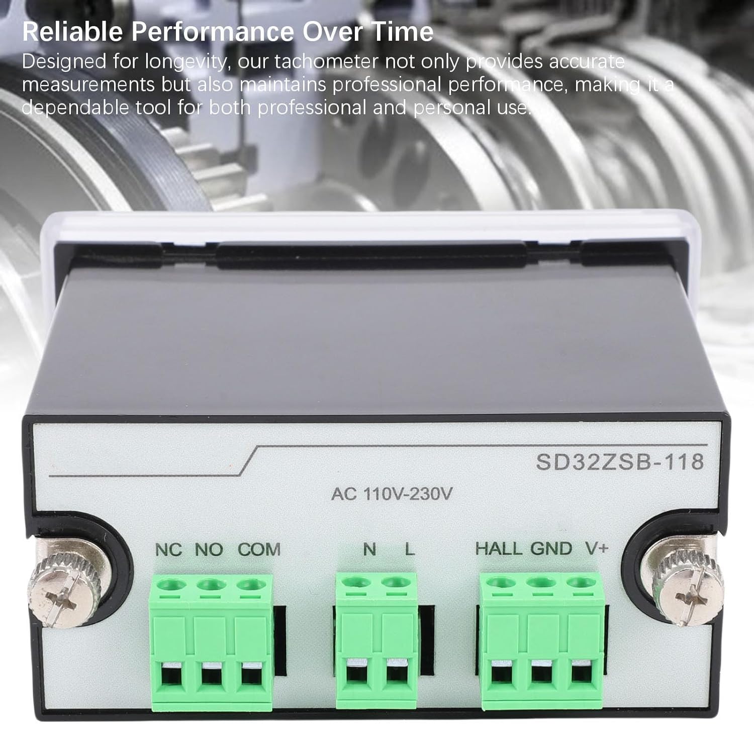 Fafeicy Digital LED Tachometer, with Hall Sensor NPN, for Lathes Conveyors AC 110-230V 4 Digit Display, Offers Nine Preset Function Parameters