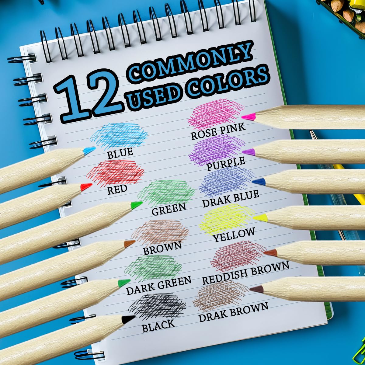 XingyLi 16 Pack Mini Cartoon Coloured Pencils in 12 Colours, Portable Colouring Pencils with Sharpener, Pre-Sharpened - Image 4