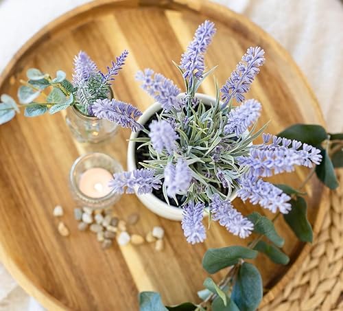 Miniatura 5 de Kurrajong Farmhouse Planta de lavanda falsa grande | Planta de lavanda artificial de 9 pulgadas de alto en maceta de cerámica mate blanca | Bonita