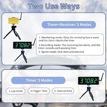Wireless Laser Timer for Sprints with Battery Powered,Track Timer System for Race Clock,Sprint Timing System for 40 60 Track Yard Dash,Electronic Stopwatch for Sport