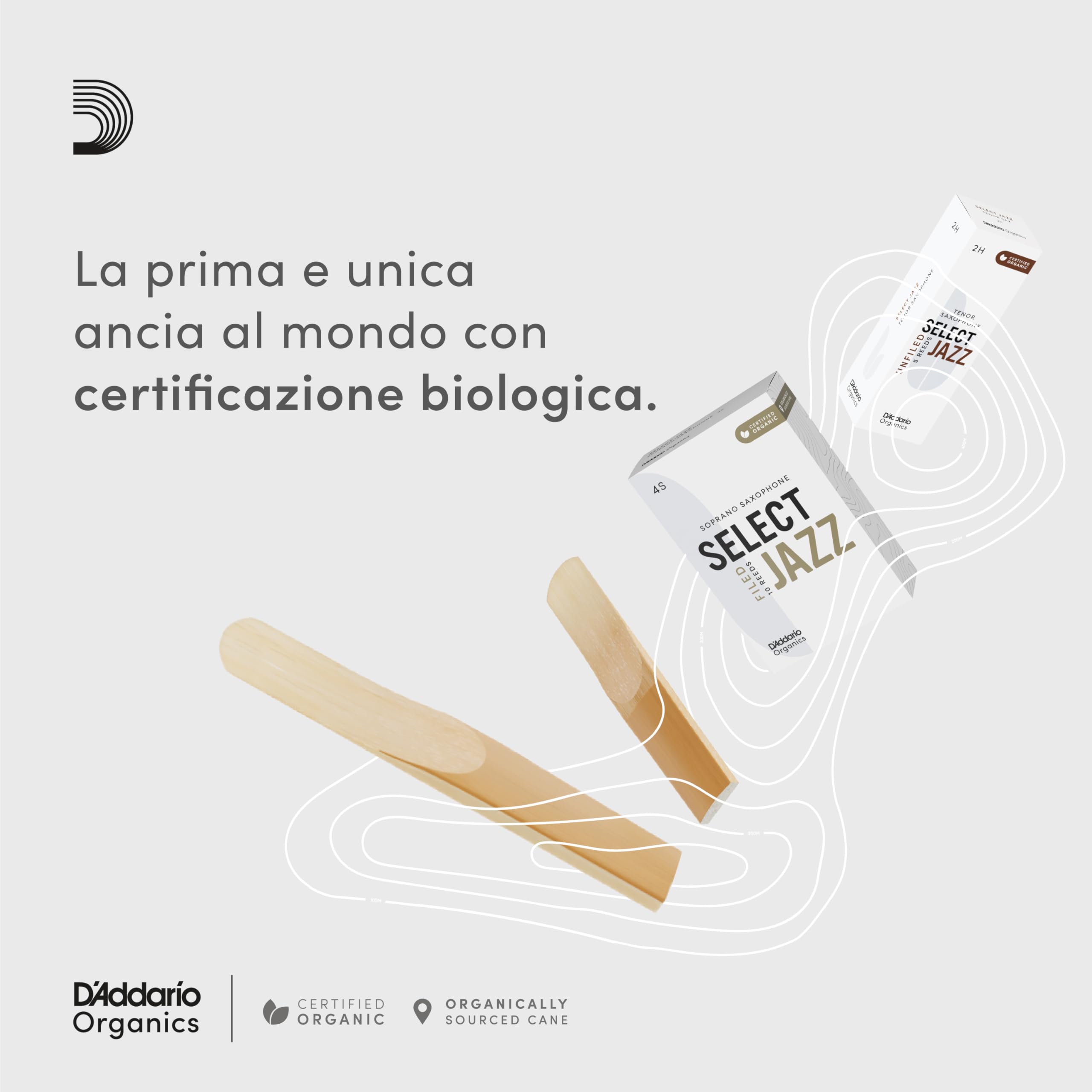 D'Addario Organic Select Jazz Filed Soprano Ance per Sassofono - Ance per Sax - La prima e unica Ancia Biologica - 3 Morbido, 5 Pacchetto