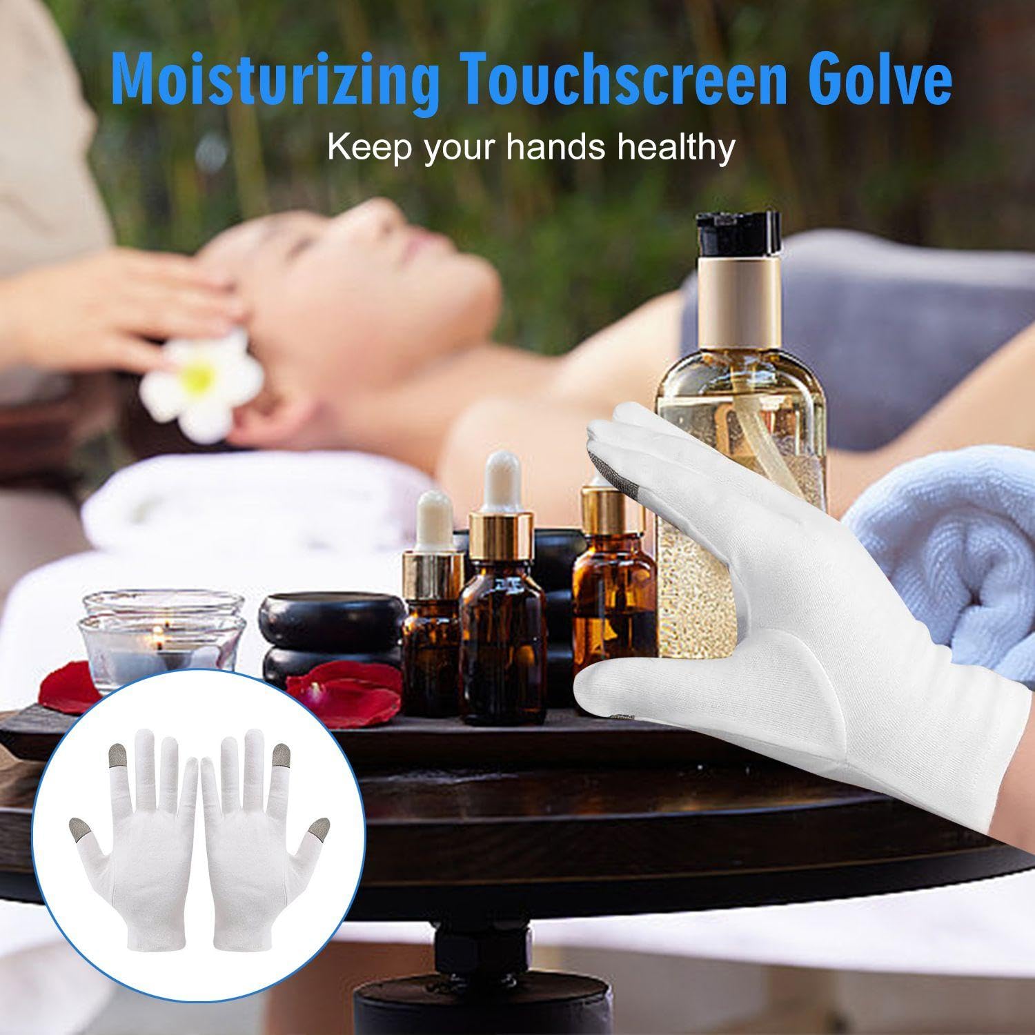 2 Paia Di Guanti, 2 Paia Di Calzini, Guanti E Calzini In Cotone Bianco, Guanti Touch Screen, Protezione Mani E Piedi, Unisex, Guanti Idratanti