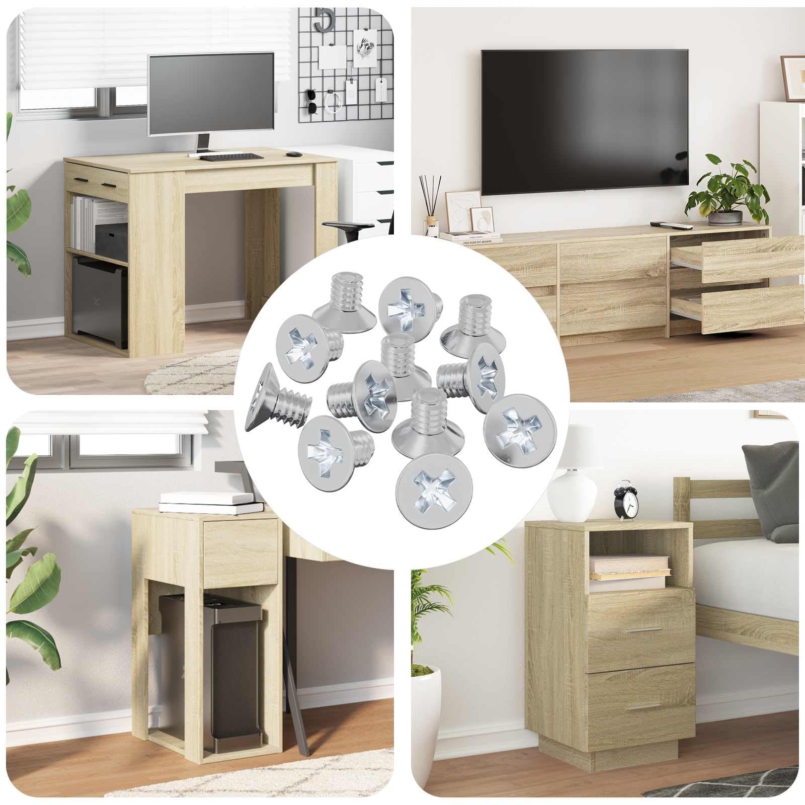 vidaXL Tornillos de Cabeza Avellanada 32727 pcs Plateado Hierro, Accesorios de Tornillos Resistentes para Sala, jardín, proyectos hogareños, Incluye Acero, Phillips, M4, Tornillos y Fijaciones
