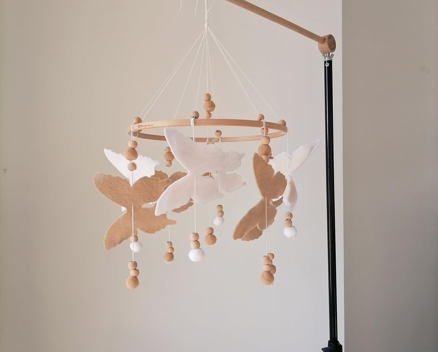 Butterfly Crib Mobile for Girl Nursery,Butterfly Nursery Decor,Wood Beads Baby Mobile, Baby Shower Gift,Floral Mobile,Forest Hanging Mobile