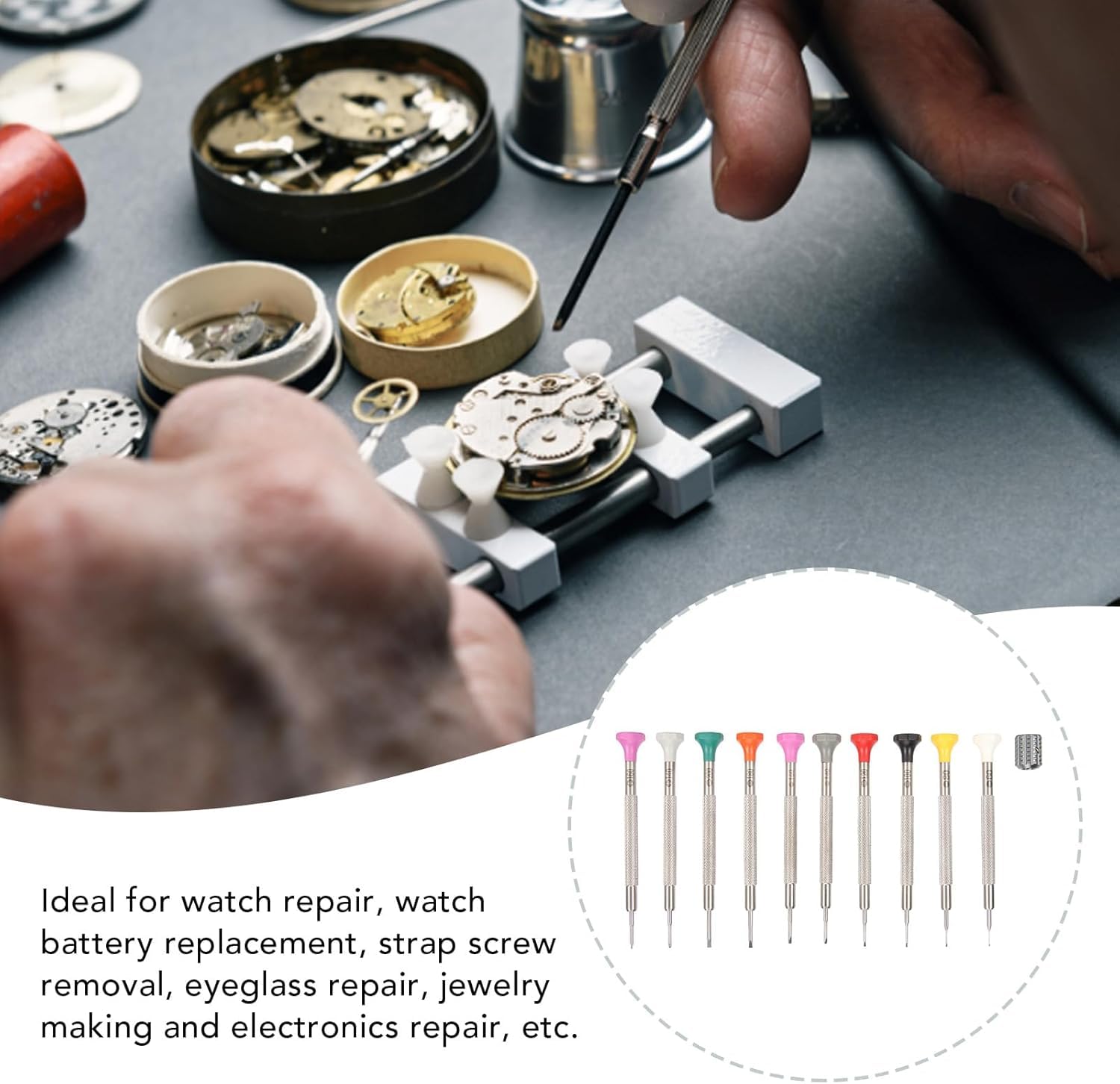 10-teiliges Uhrenschraubendreher-Set – 8 Schlitz- Und 2 Kreuzschlitzschraubendreher Aus Edelstahl Mit 10 Ersatzklingen Für Präzise Uhrenreparaturen, Wartung Und Heimwerkerarbeiten.