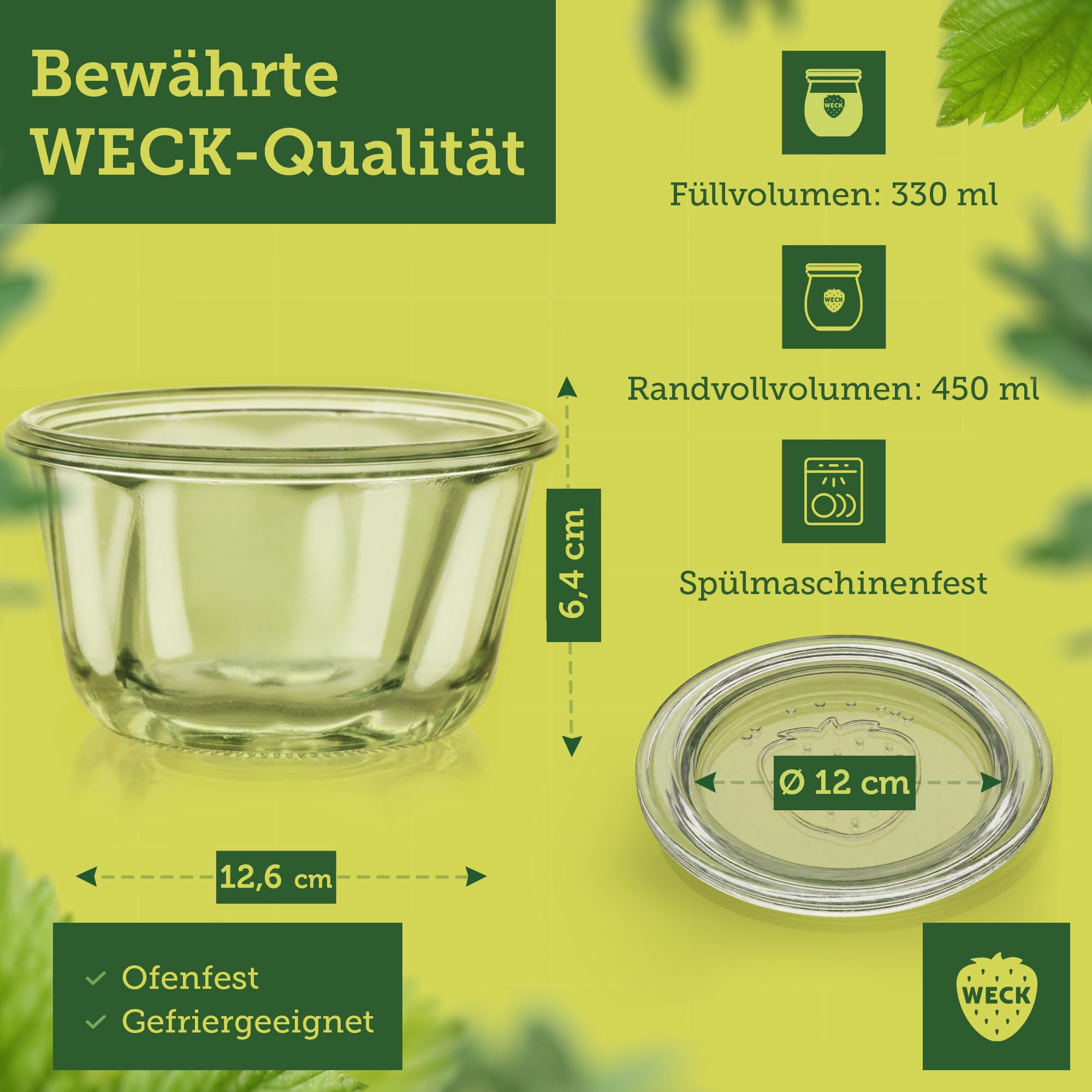 WECK – Bocal en Verre pour Kouglof et Autres Desserts – 330 ml – Lot de 6