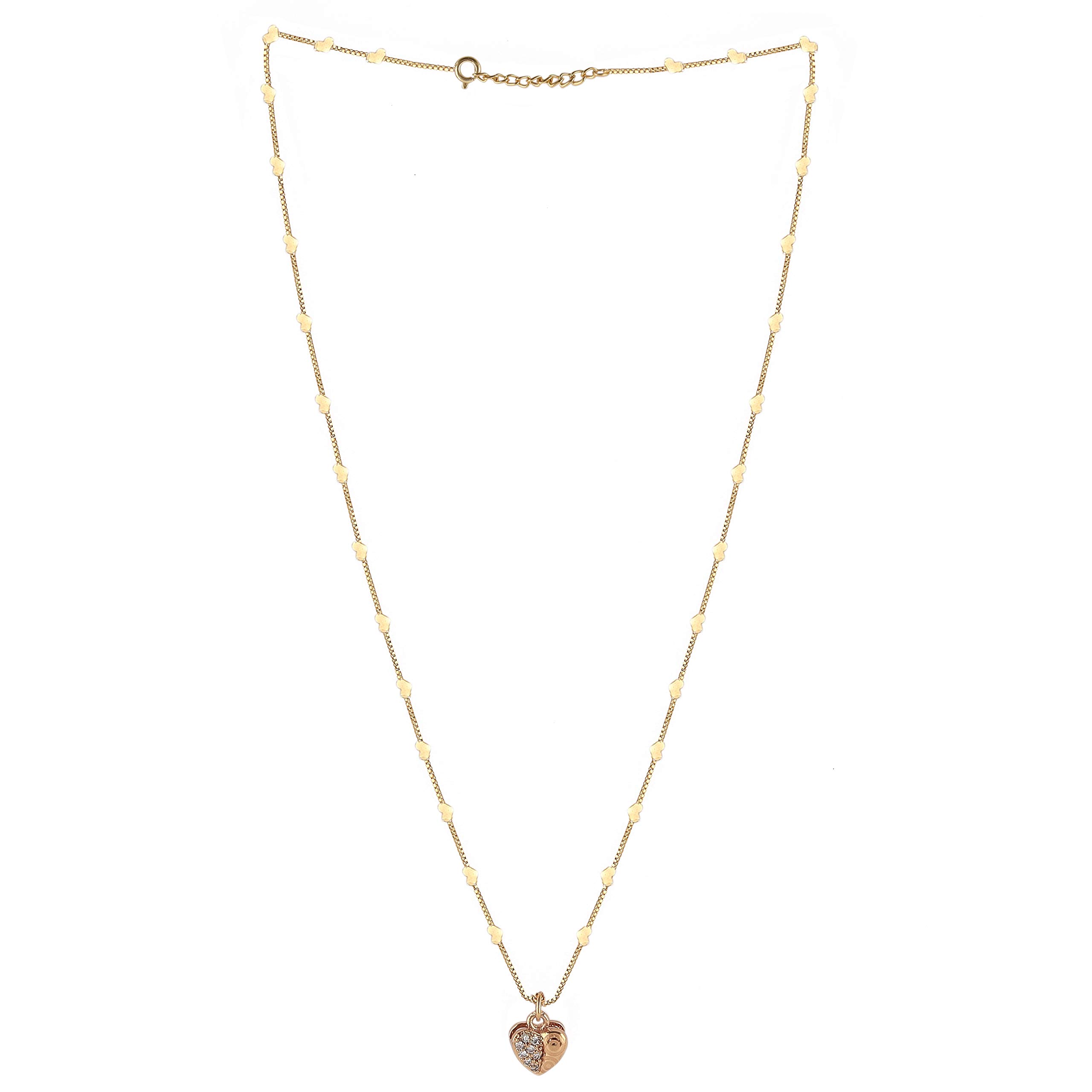 Brado Jewellery American Diamond One Gram Gold Plated Valentine Love Heart Necklace Golden Chain Pendant for Women & Girls (Gold) (B08MCJ4BGH) Amazon Price History, Amazon Price Tracker