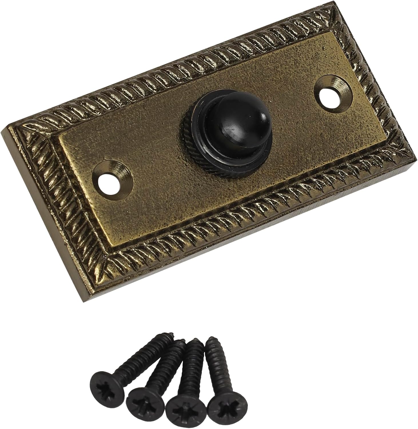 Skandh Iron Doorbell Chime Push Button Antique Brass Powder Coated Vintage Decorative Door Bell with Easy Installation 3.1" X 1.5" Inch