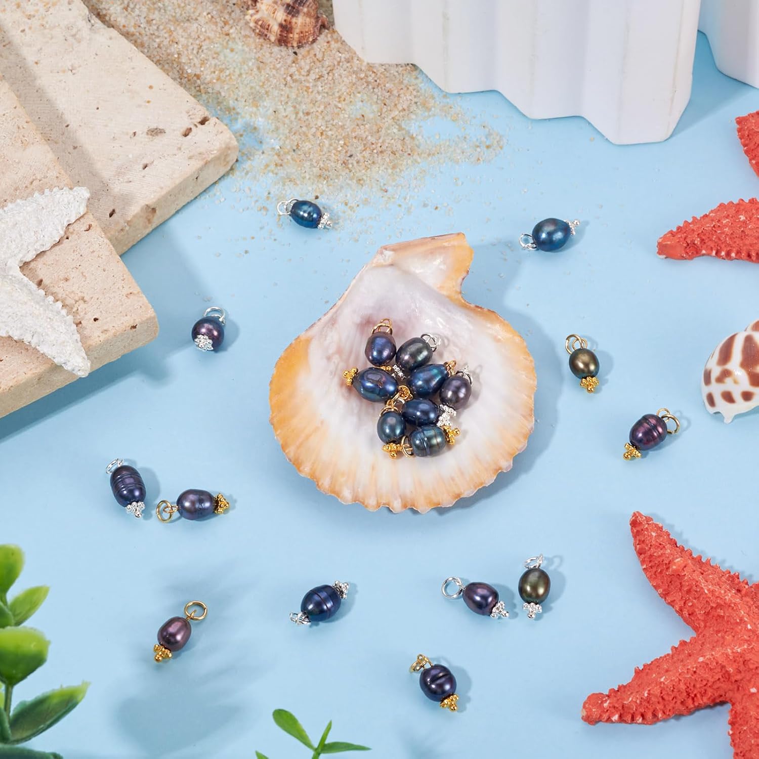 KISSITTY 20pcs Natural Pearl Charms Black Color Cultured Freshwater Pearls Dangle Beads Pendants for DIY Necklaces Earrings Bracelets Crafts Key Chains Jewelry Making - Image 4