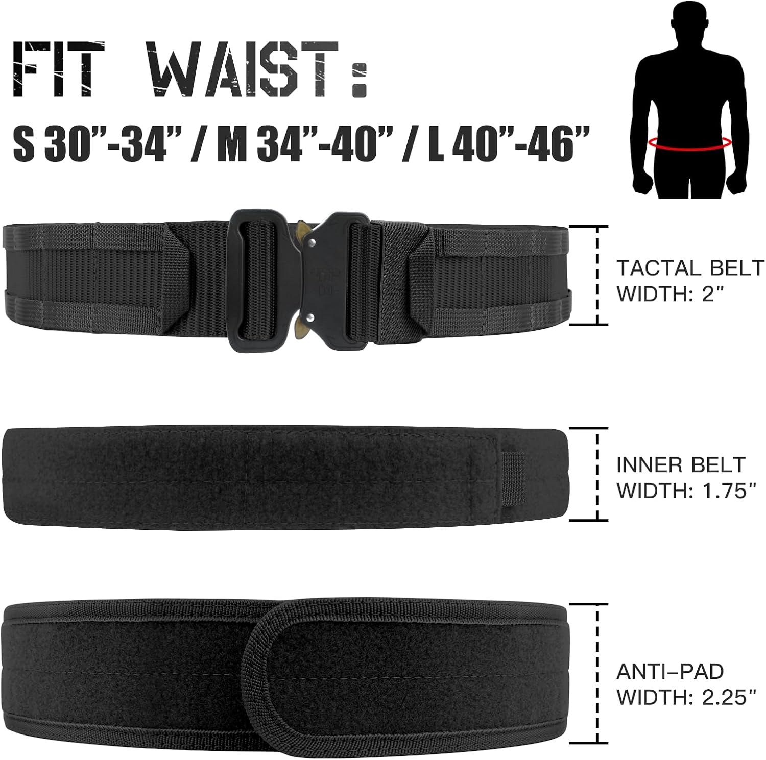 2" Tactical MOLLE Battle Belt with Inner Belt & Anti-Slip Pad