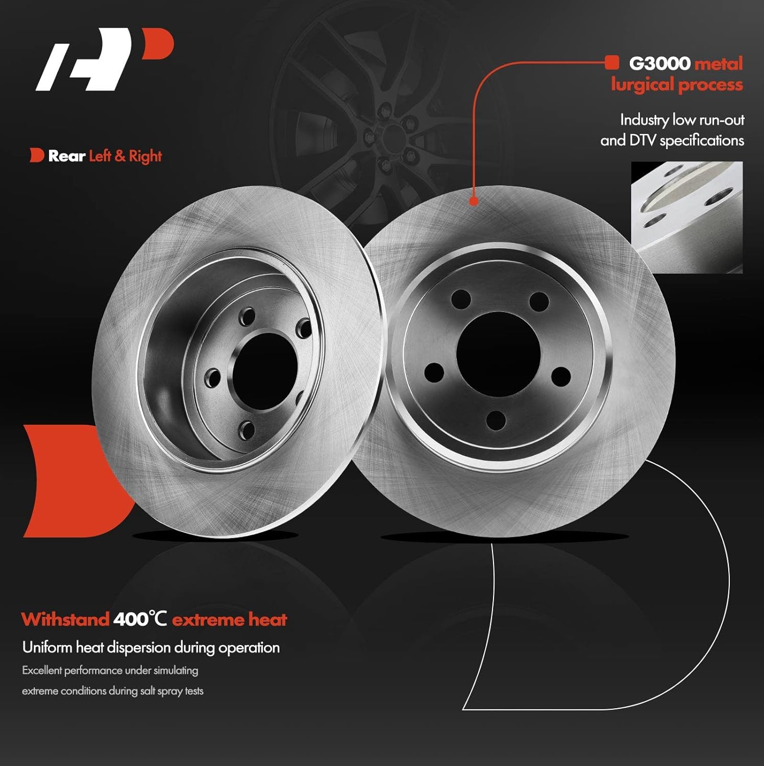 A-Premium Front Vented & Rear Solid Disc Brake Rotors + Ceramic Pads Kit Compatible with Select Chrysler and Dodge Models - 300 05-20, Challenger 09-20, Charger 06-18/20, Magnum 05-08, 12-PC Set