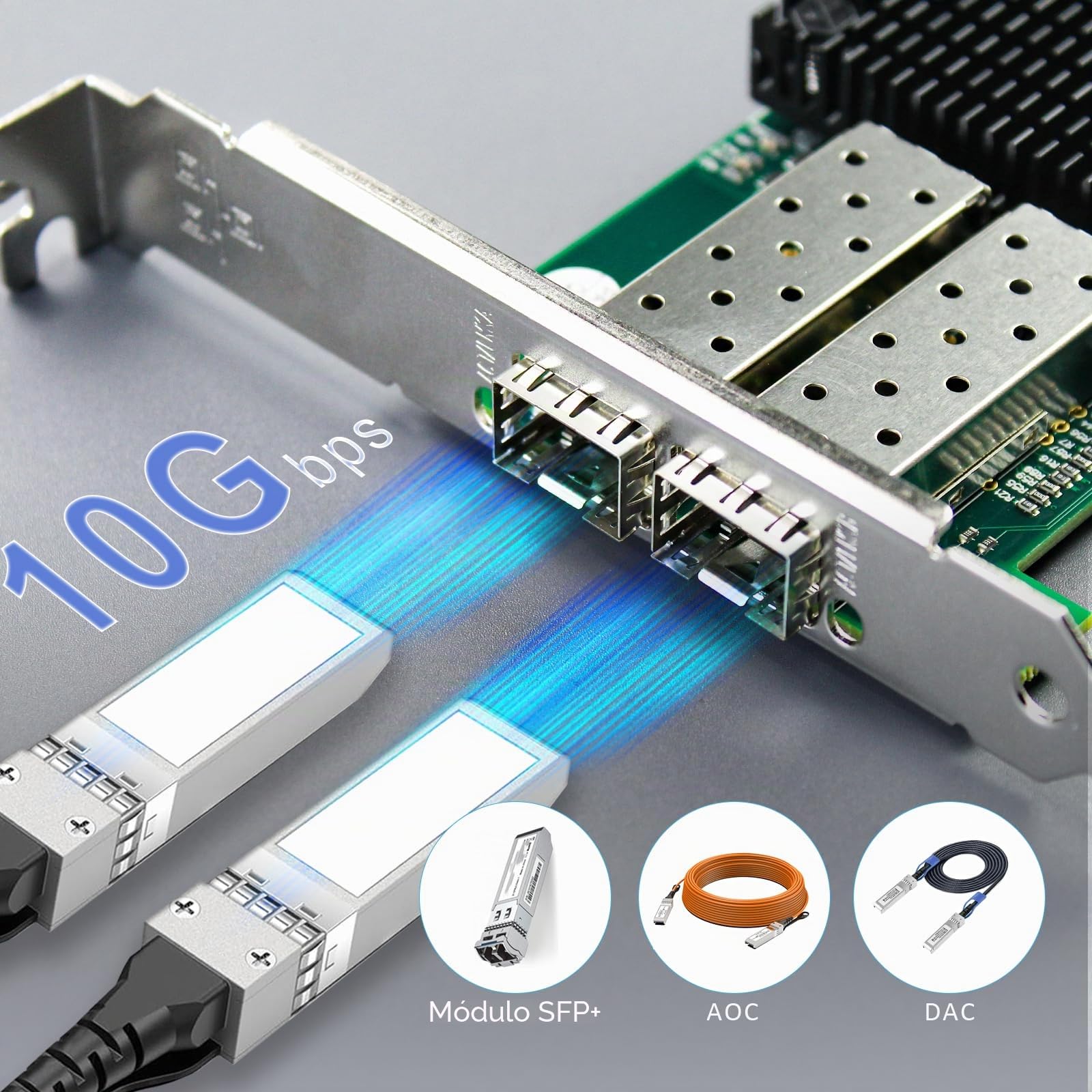 GLOTRENDS ST7286 Tarjeta de Red PCIe 3.0 x8 de Doble Puerto 10GbE SFP+, Controlador Mellanox ConnectX-3, Compatible con RDMA (RoCE), para servidores y Sistemas de Almacenamiento