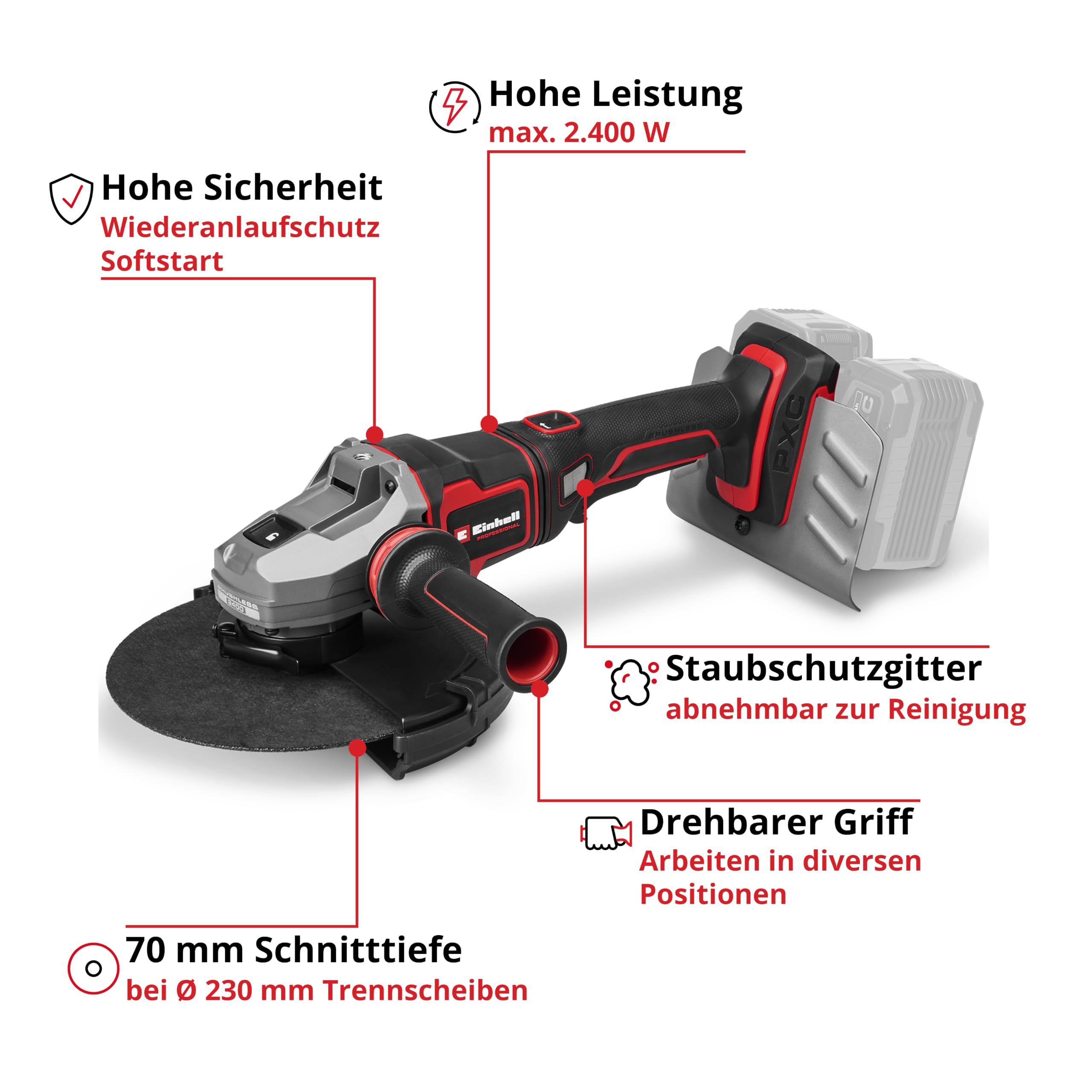 Einhell Professional Akku-Winkelschleifer TP-AG 36/230-24 Li BL-Solo