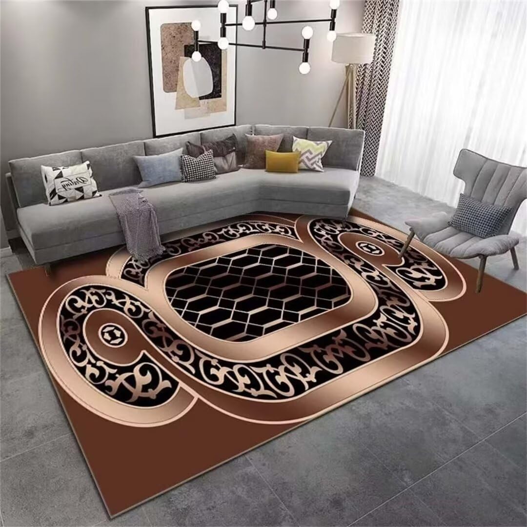 Tapis classique noir 200x300cm antidérapant et confortable pour salon ou cuisine