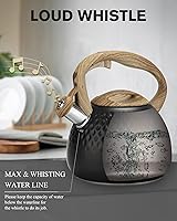 Vista 2 de Tetera de acero inoxidable de 2.5 cuartos de galón, tetera silbadora para estética de la parte superior de la estufa, hervidores de agua portátiles