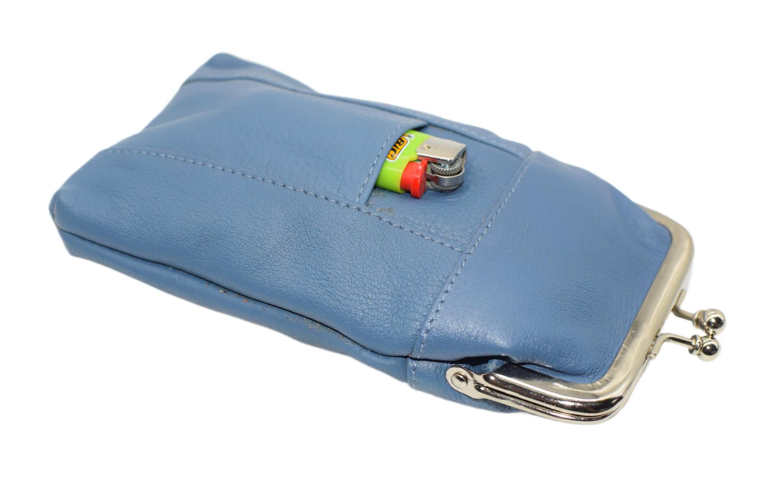 Amazon.com: Genuine Leather Baby Blue Cigarette Case Holder Slim Pack  Regular or 100's & Lighter Pocket with Metal Twist Clasp (Baby Blue) :  Health & Household