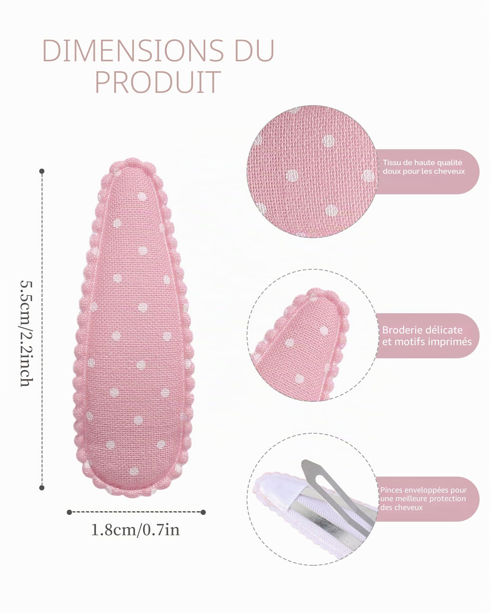Lot de 20 pinces à cheveux de 5,6 cm, avec motif floral, antidérapantes, serrées sous pression, épingles à cheveux fleuries-Couleur solide légère + couleur imprimée