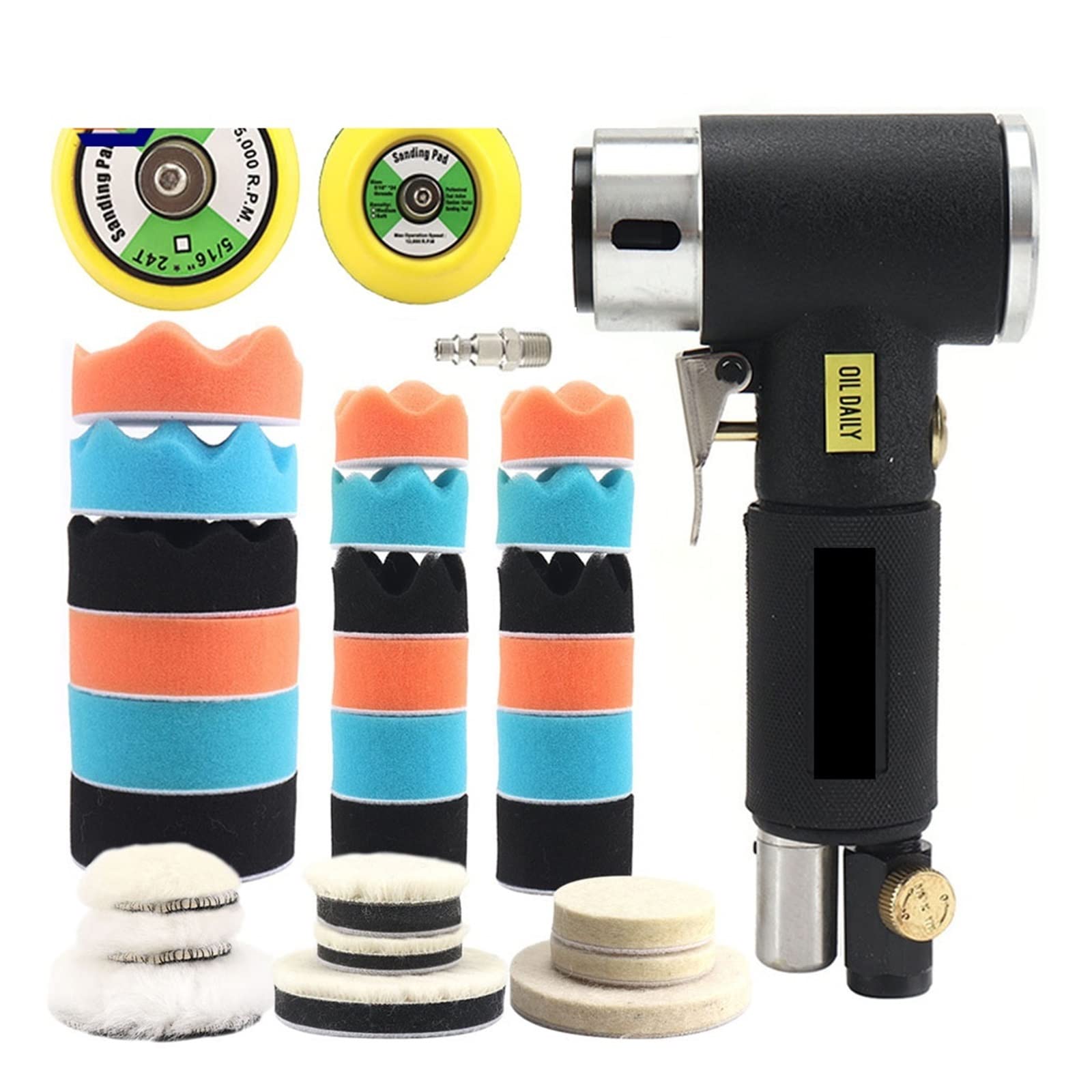 LNHHG Air Sander Mini Pneumatic 2inch 3inch Grinding Machine Set For Car Polishing High Speed Powered Polisher Tool+Sponge(Type 2)