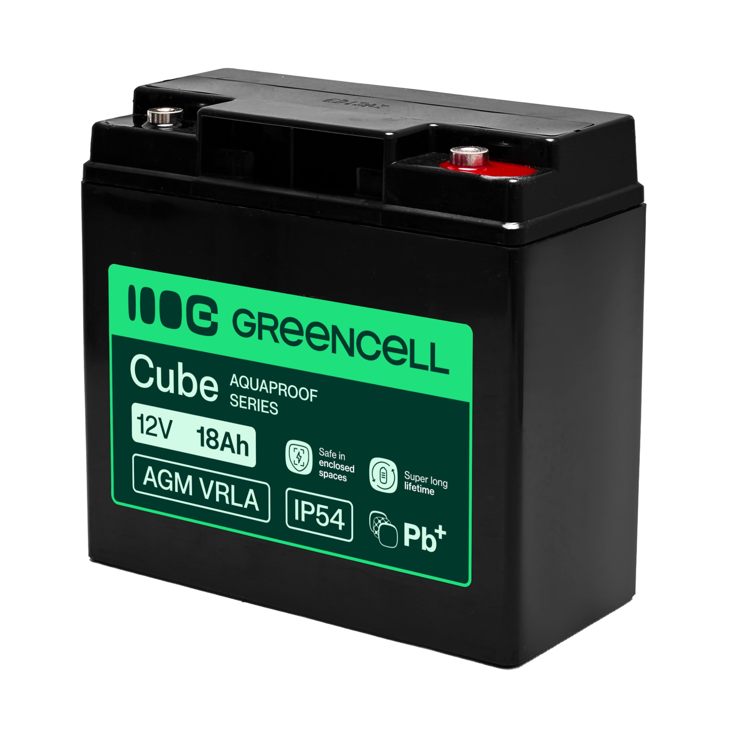 Greencell AGM VRLA 12 V 18 Ah Batterie Gel sans Entretien pour UPS, campeurs, systèmes d'alarme, Alimentation de Secours et Applications industrielles, Durable, Protection IP54, Haute Performance