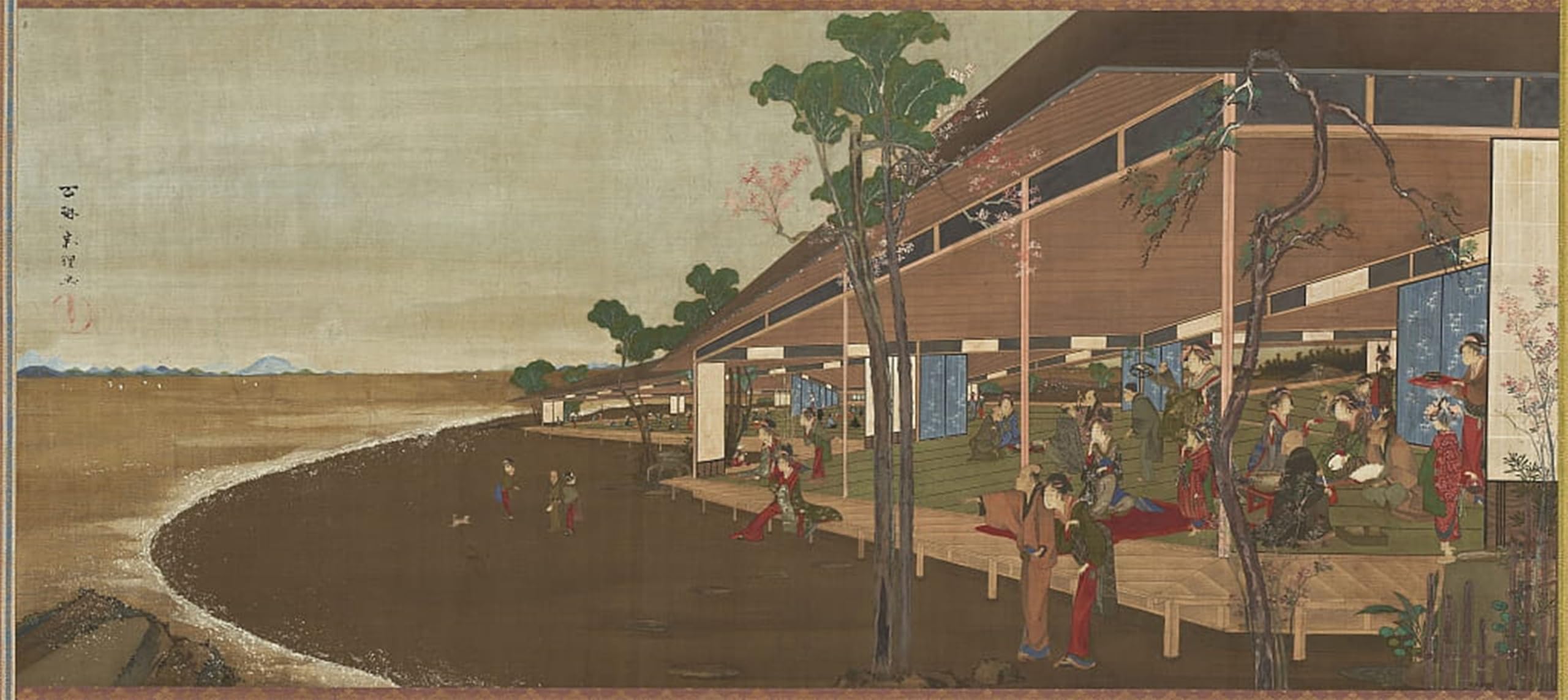SERENDIPITP Vintage Picture Print on Canvas Wall Art Poster an Amusement Resort At the Seashore by Katsushika Hokusai Artwork Print Poster for Wall Decor 60x90cm