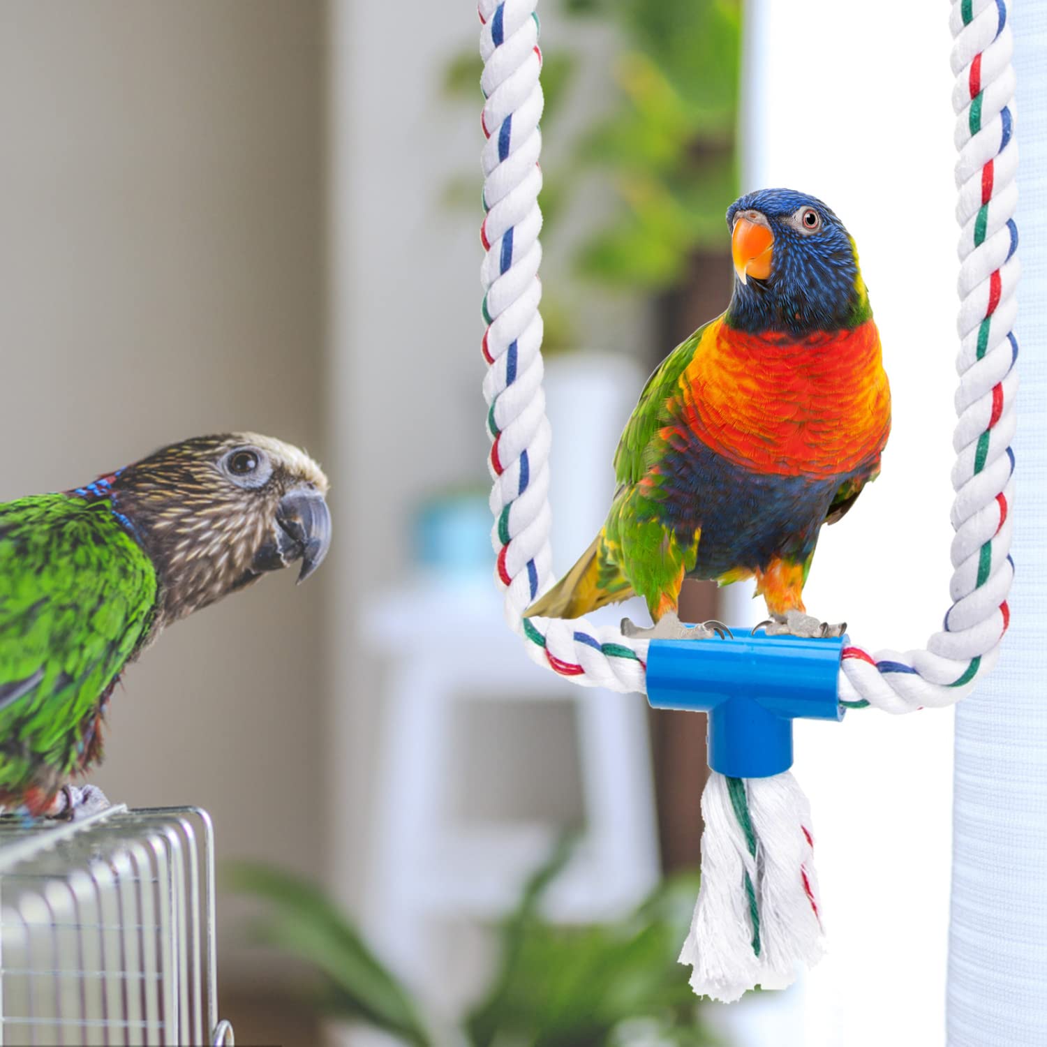 Nobleza Giochi per Uccelli Corda del Cotone, Altalene per Pappagalli, Gabbia dell'Uccello Che Appende i Giocattoli