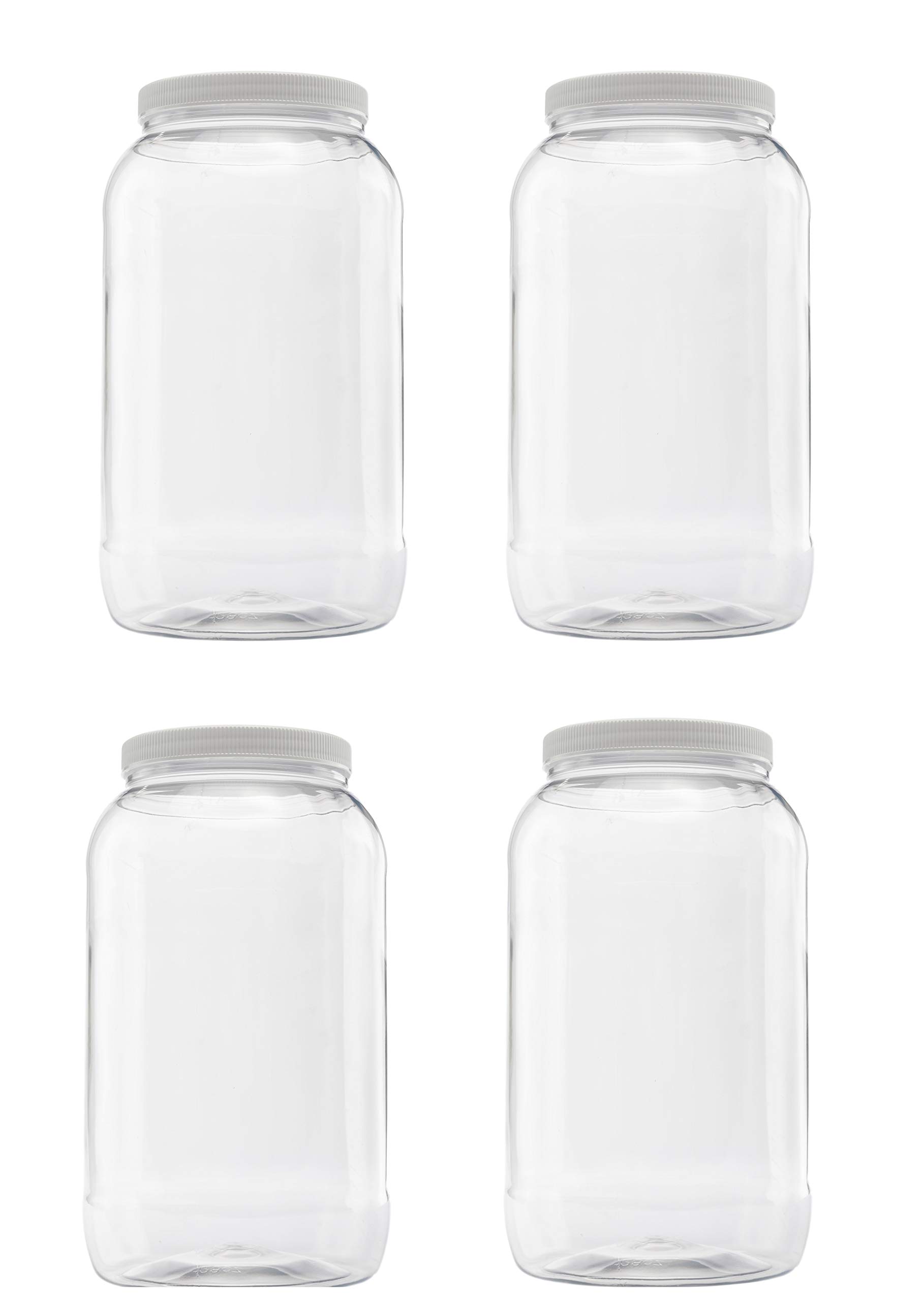CLEARVIEW CONTAINERSPlastic Storage Jars with Leak Proof Lids, BPA Free, Hand Wash Only (128oz, 4PK White)