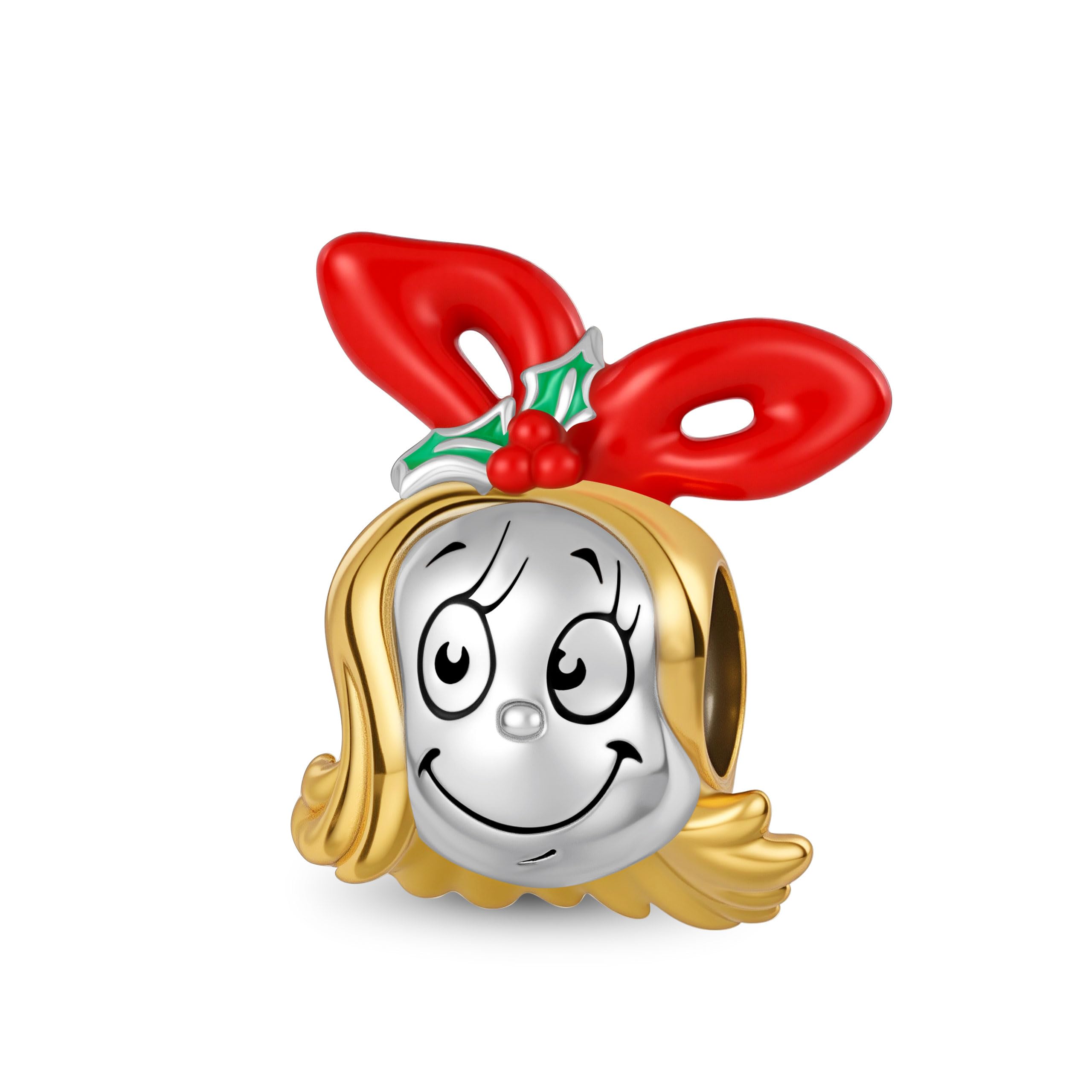 GNOCE Charm Anhänger Grinch Weihnachtskugel Anhänger Charm925 Sterlingsilber Beads Charms für Frauen und Mädchen Schmuckgeschenk