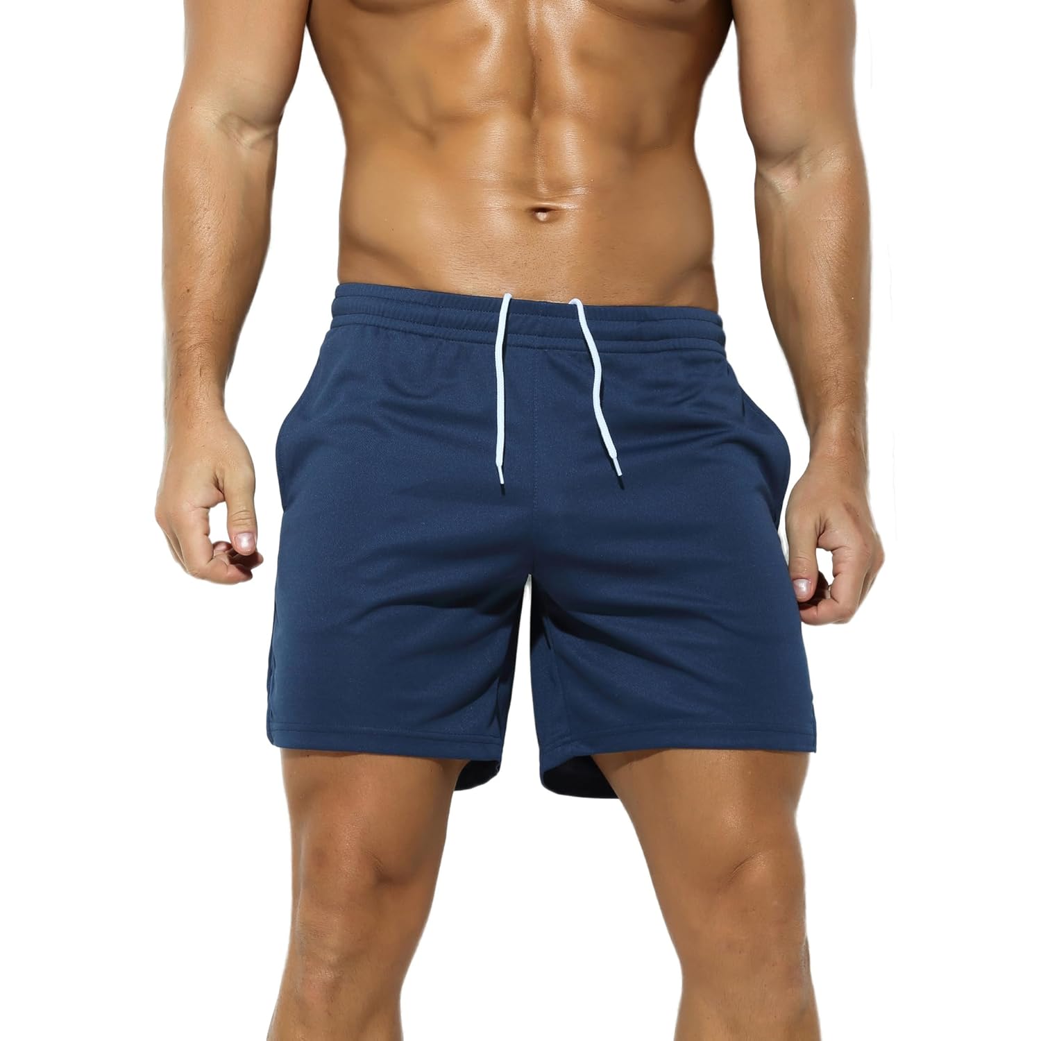 Mens Running Shorts Gym Workout Sport Training Athletic Shorts for Men Lightweight with Pocket Soft 7 inch